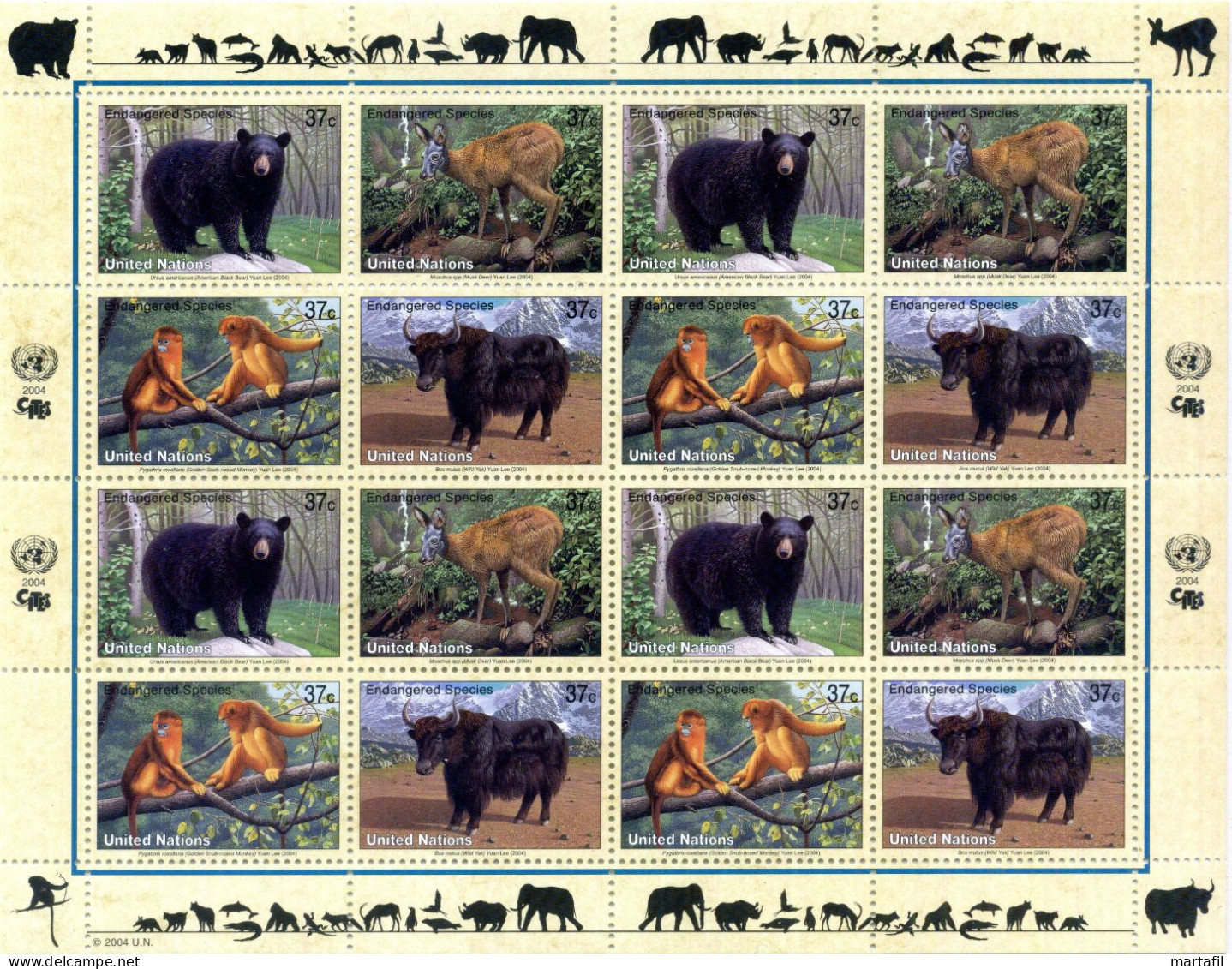 2004 ONU Nazioni Unite New York Animals, Fauna, Animali, Minifoglio MNH ** - Ungebraucht