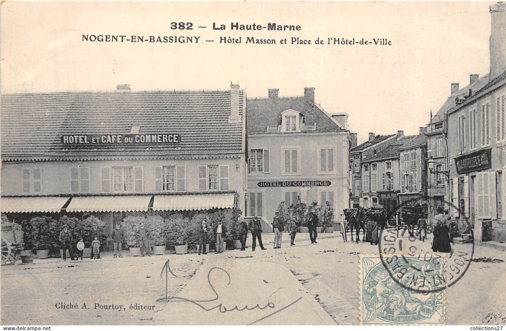 52-NOGENT-EN-BASSIGNY- HÔTEL MASSON ET PLACE DE L'HÔTEL DE VILLE - Nogent-en-Bassigny