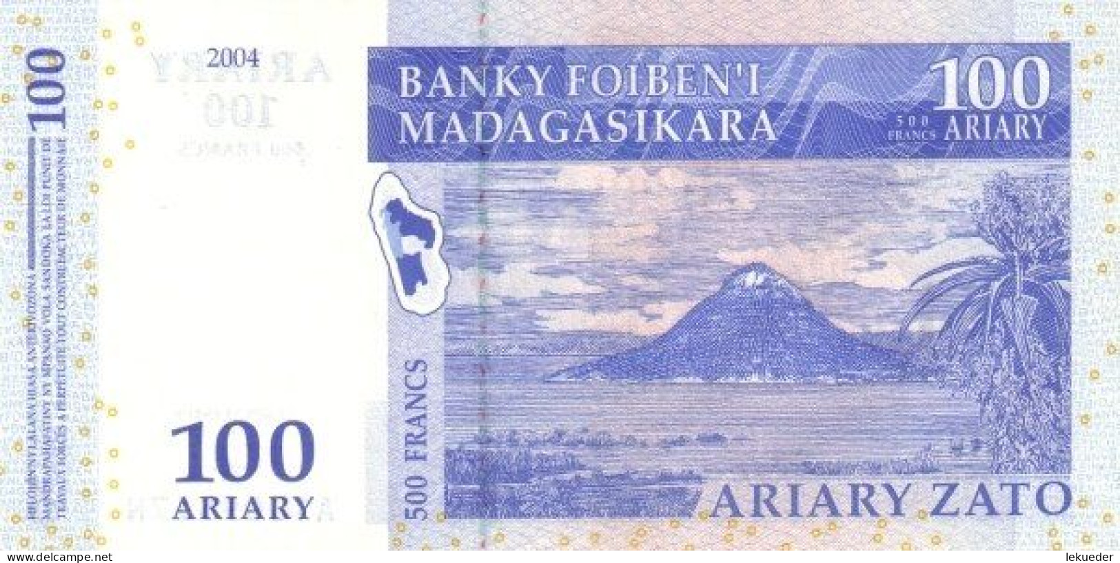 Billete De Banco De MADAGASCAR - 100 Ariary, 2004  Sin Cursar - Madagascar