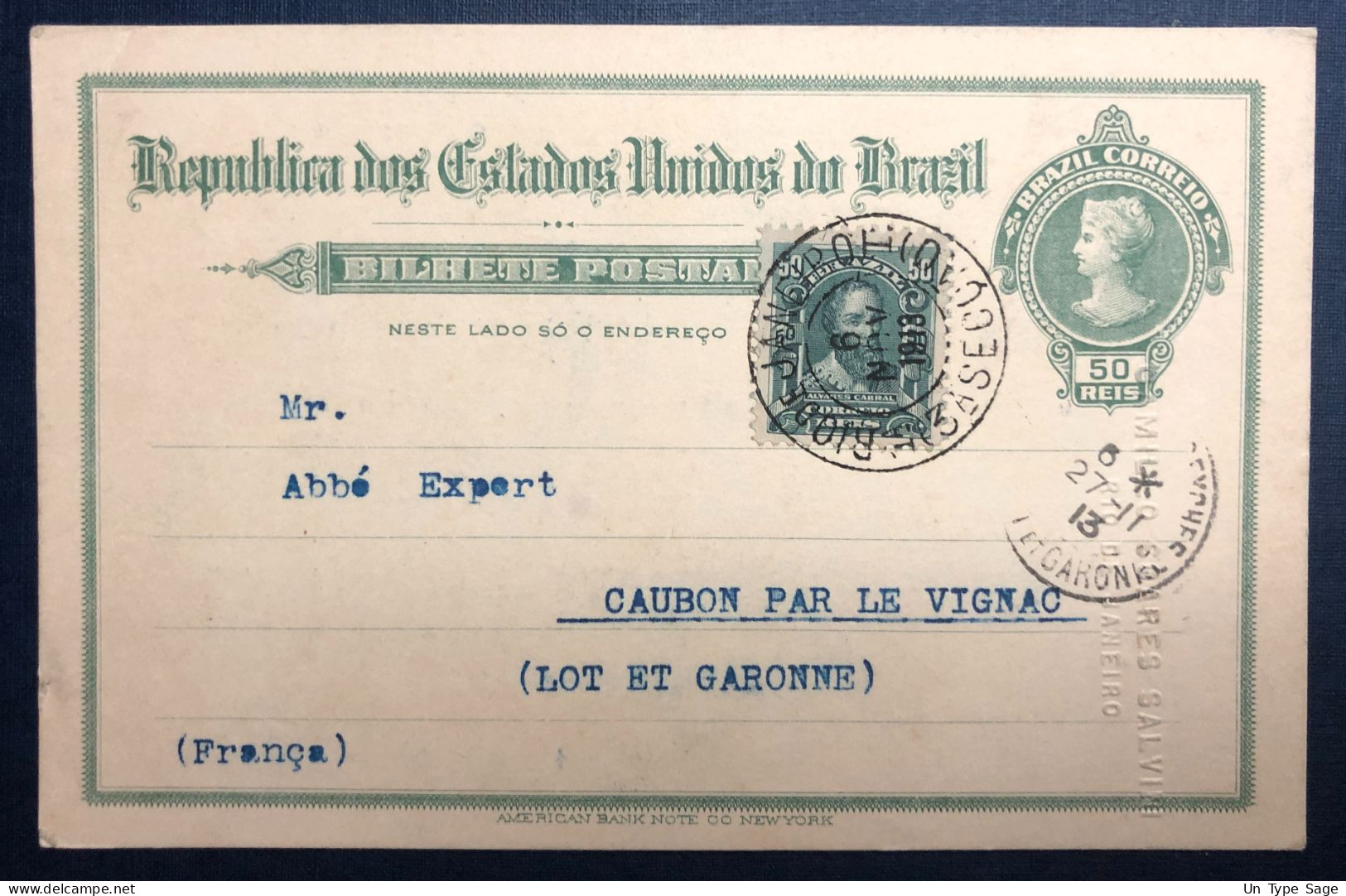 Brésil, Entier-carte Postale - RIO DE JANEIRO 6.11.1913 - (N517) - Interi Postali