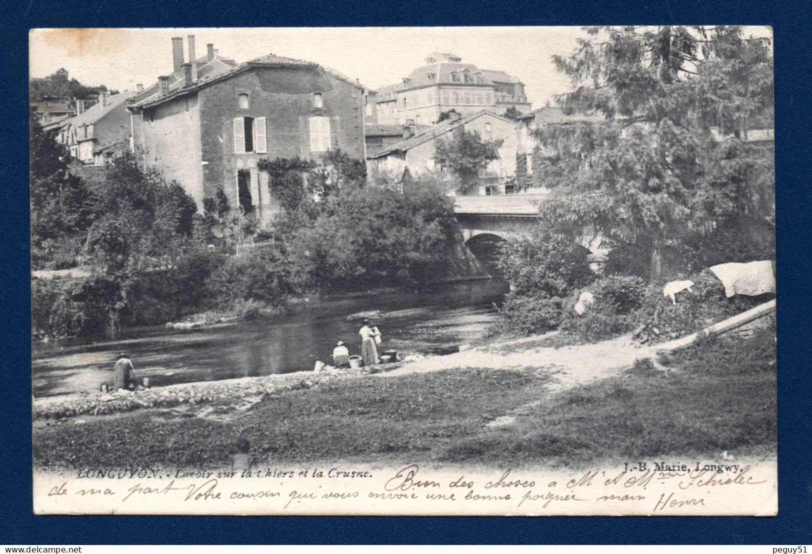 54. Longuyon. Le Pont Sur La Chiers Et La Crusnes. Lavandières. 1904 - Longuyon