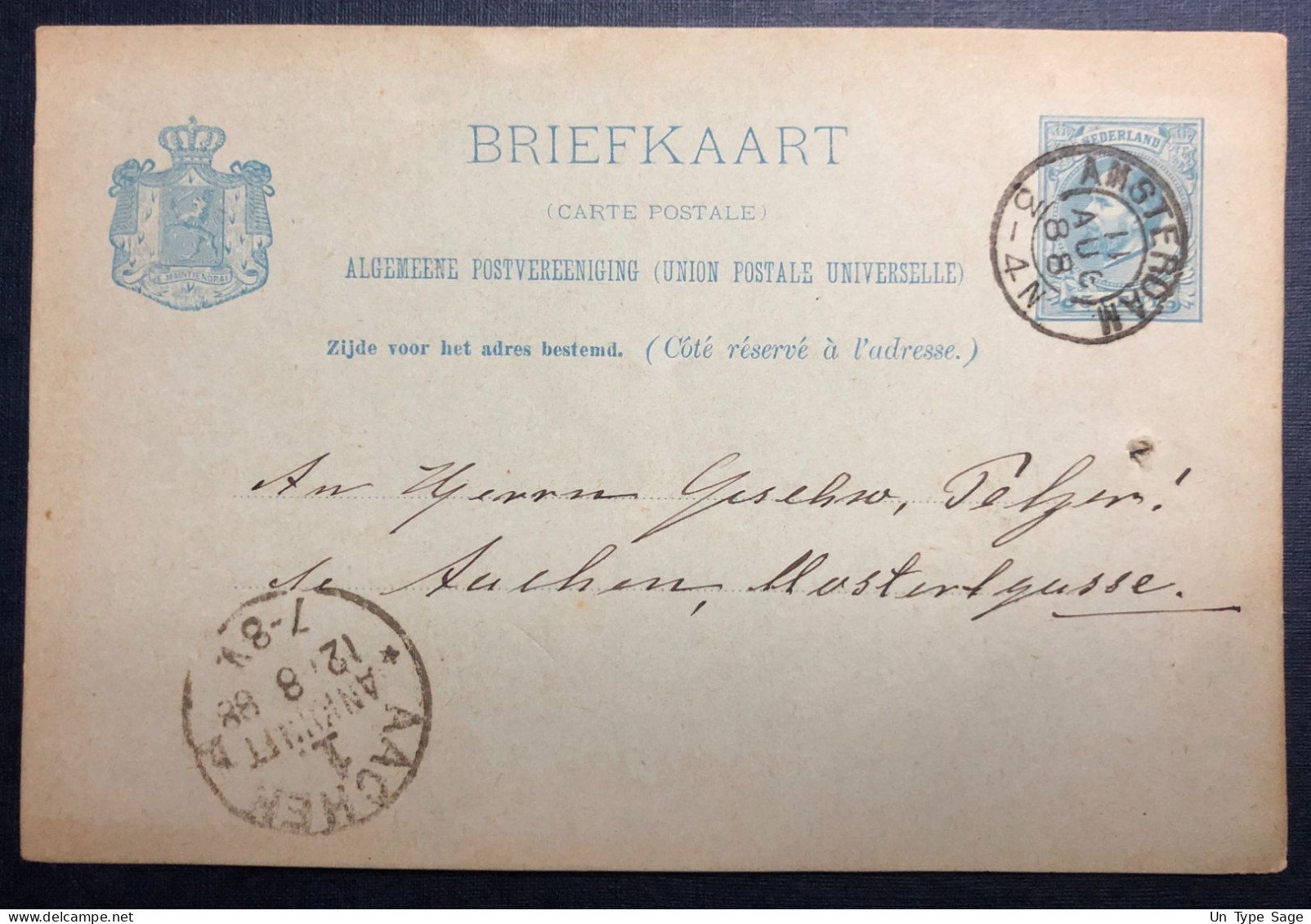 Pays-Bas, Entier-carte - Cachet Amsterdam 11.8.1888 - (N526) - Postwaardestukken