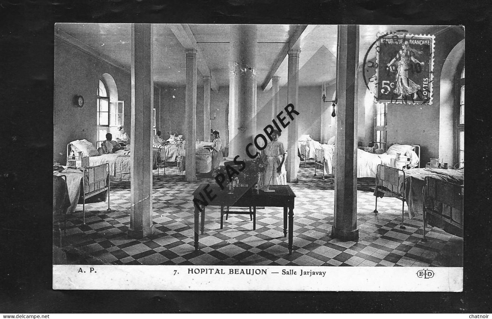 PARIS  Hopital  BEAUJON   Salle Jarjavay  Oblit 1911 - Salud, Hospitales