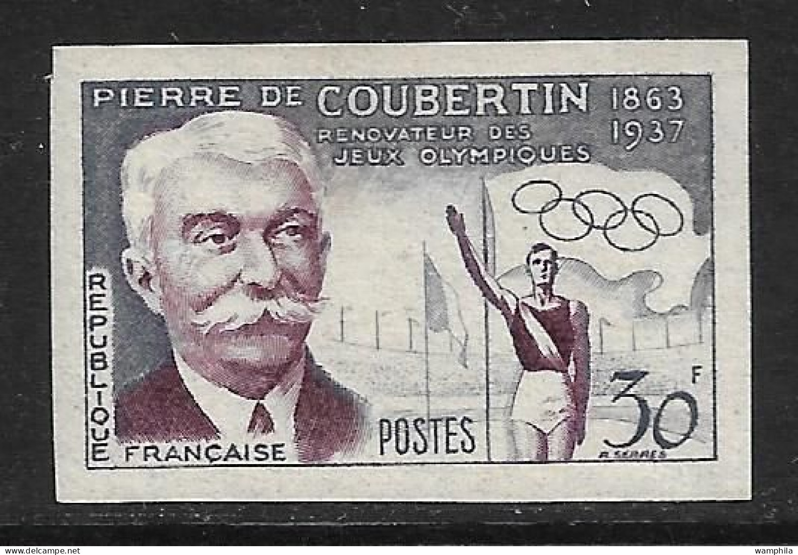 France N°1088** Non Dentelé Jeux Olympique, Pierre De Coubertin. Cote 200€ - 1951-1960