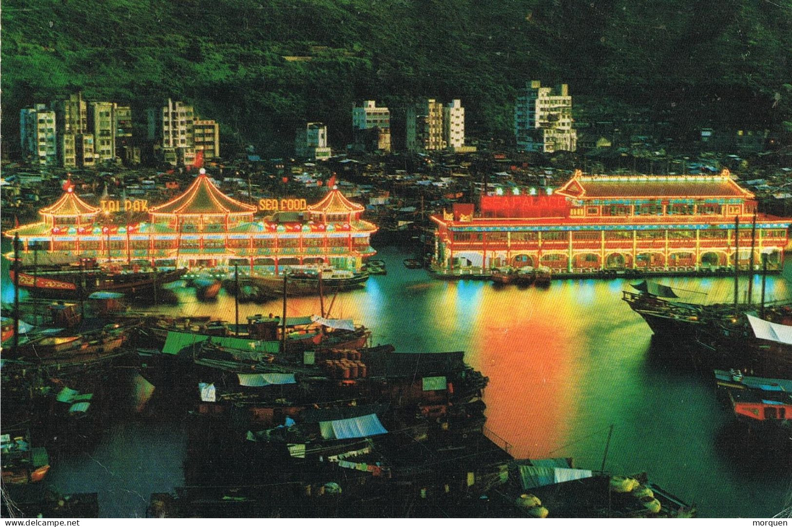 49476. Postal Aerea KOWLOON (Hong Kong) 1986. Vista TAI PAK And Sea Palace - Brieven En Documenten