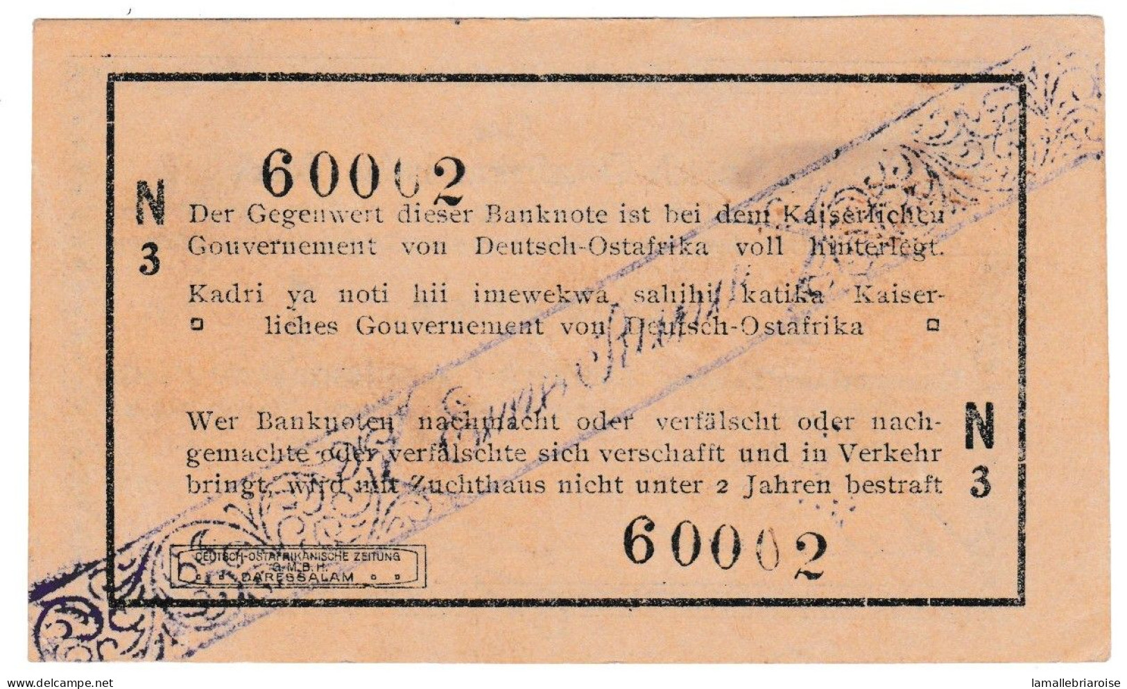 Allemagne, Billet: Deutsch - Ostafrikanische Bank Eine Rupie 1-2-1916 - Sonstige & Ohne Zuordnung