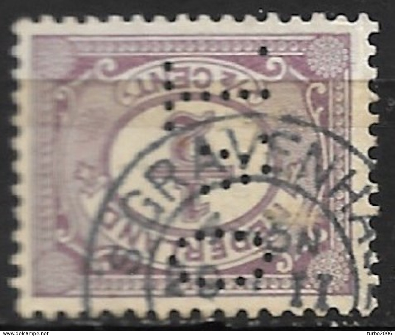 Perfin O.v.T. (Oppenheim & Van Till Bankiers Te 's-Gravenhage) In 1899 Cijfer ½ Ct Lila NVPH 50 - Gezähnt (perforiert)