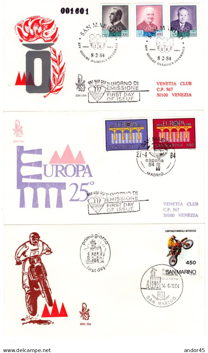 1984 ANNATA COMPLETA SU FDC VENEZIA SASS 1132-1153 ESCLUSE LE DUE SERIE SASS 1139-41  Cv -------- - Storia Postale