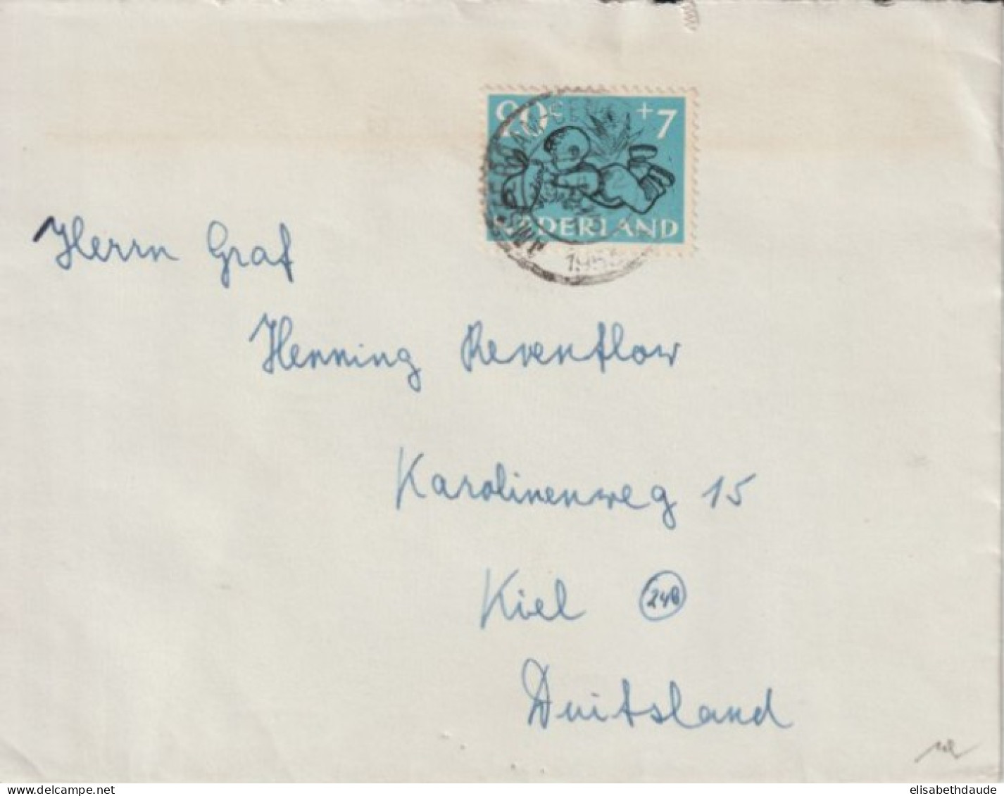 NEDERLAND - 1952 - SEUL SUR LETTRE ! ENVELOPPE De AMSTERDAM => KIEL (GERMANY) - Brieven En Documenten