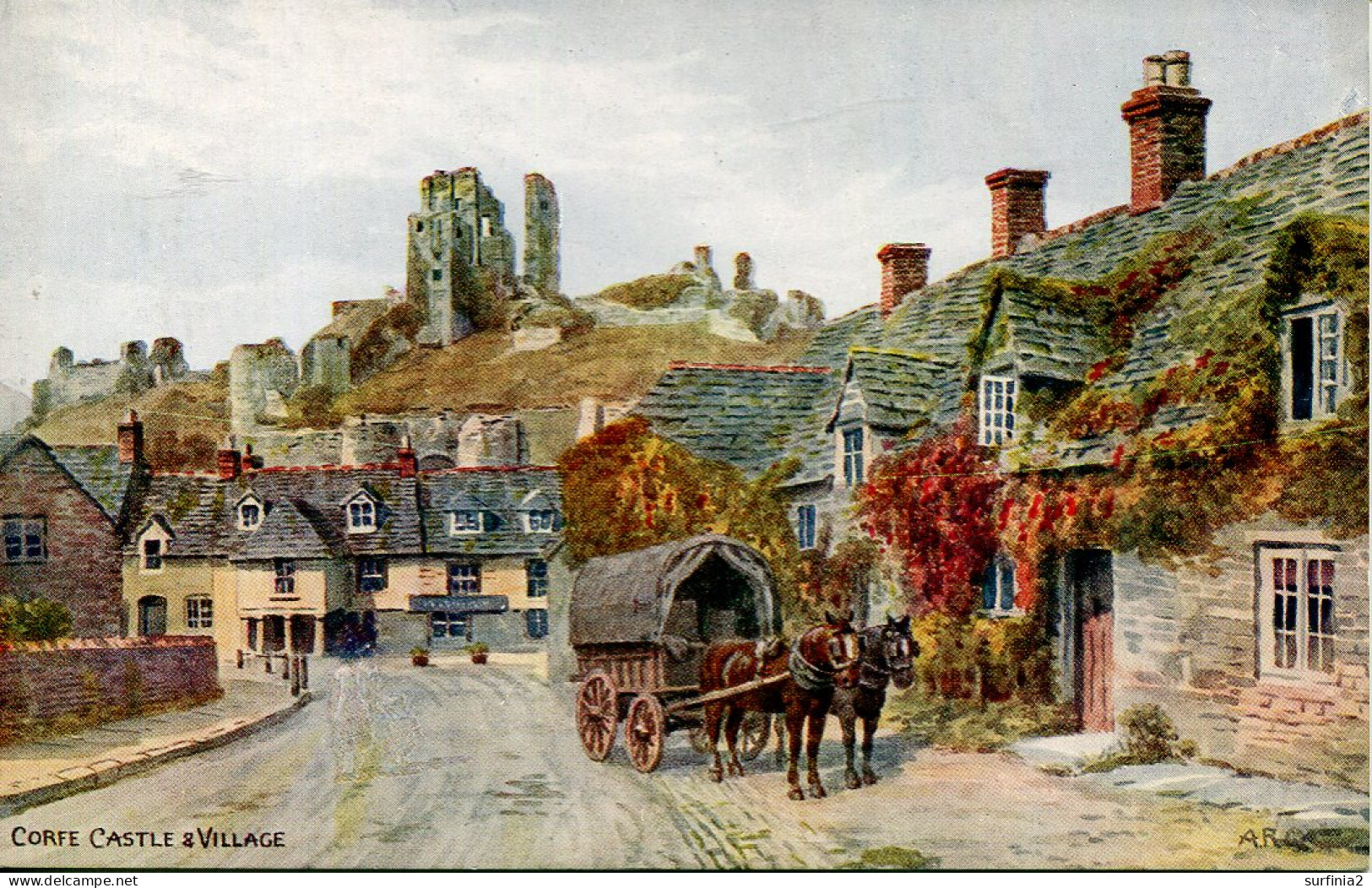 A R QUINTON - SALMON 2264 - CORFE CASTLE And VILLAGE - NO CHILDREN - Quinton, AR