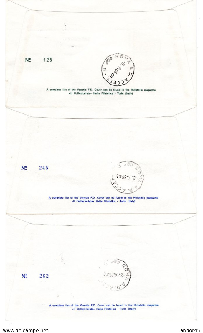 1986 ANNATA COMPLETA SU FDC VENEZIA SASS 1176-1194 ESCLUSE LE DUE SERIE SASS 1186-8+1192-4  Cv -------- - Covers & Documents