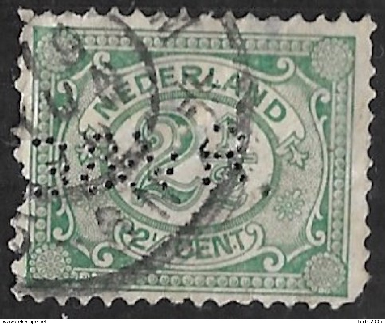 Perfin G & V R (Goossens En Van Rossum Te Rotterdam) In 1899 Cijfer 2½ Ct Groen NVPH 55 - Perfin