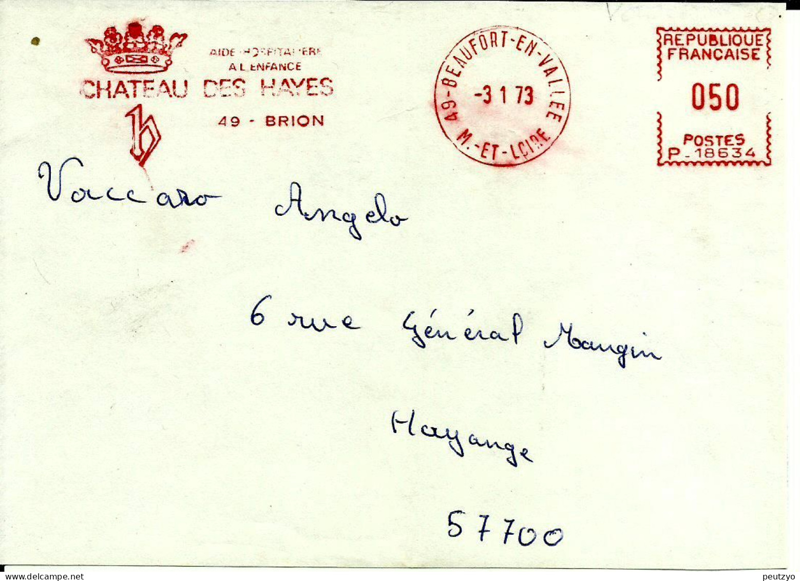 Lettre  EMA  Havas P 1973 Chateau Des Hayes Brion Monument Medecine  49 Beaufort En Vallée   C23/07 - Châteaux