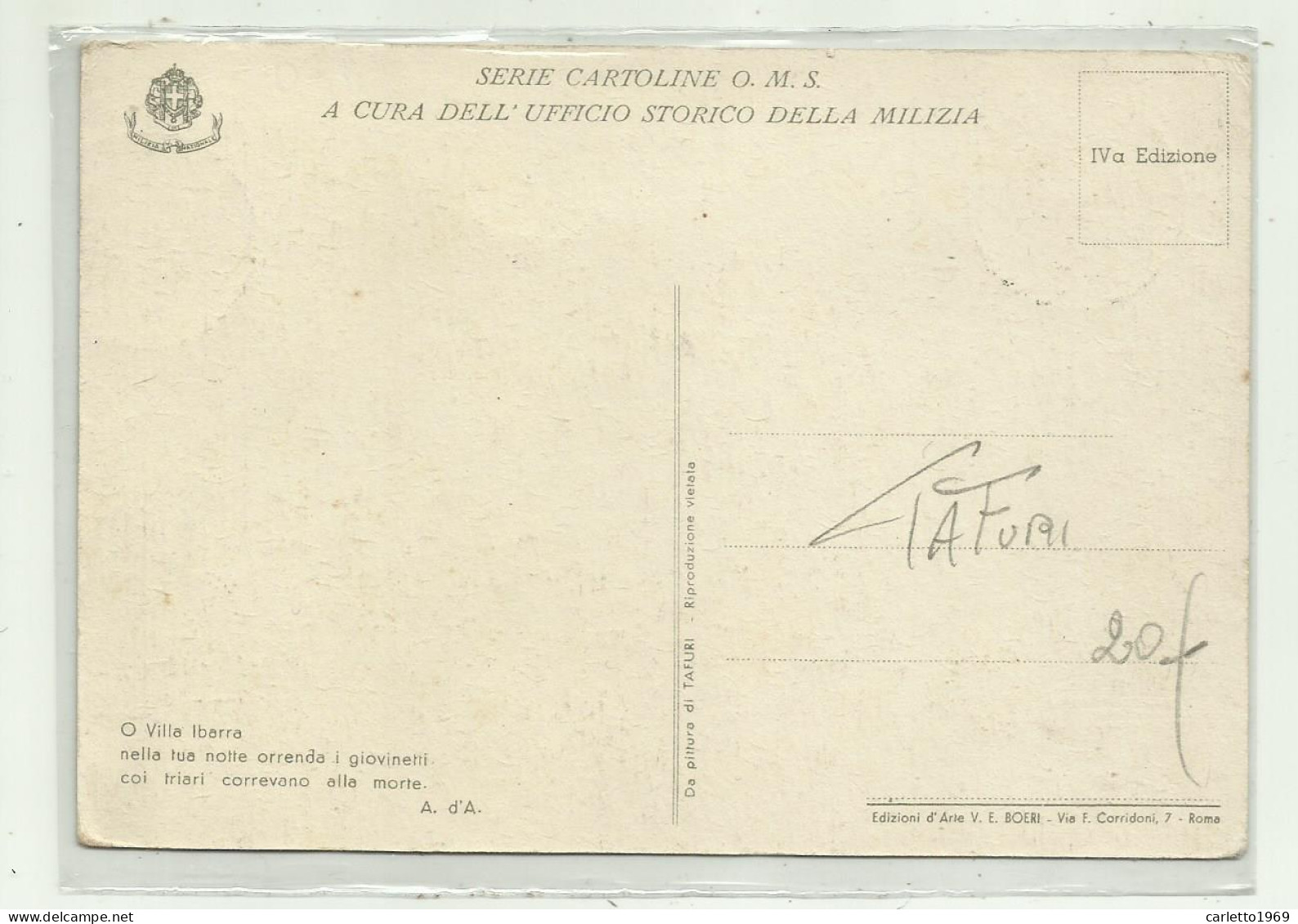 MITRAGLIERI - SERIE CARTOLINE O.M.S. ILLUSTRATA TAFURI - NV FG - Oorlog 1939-45