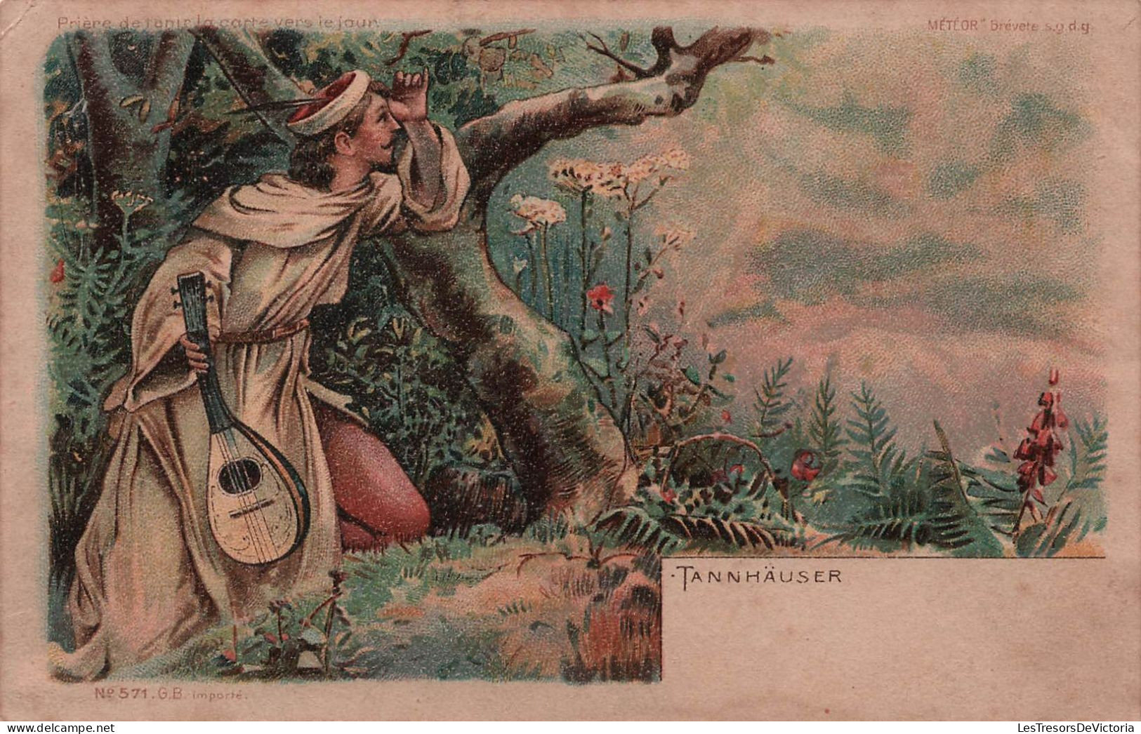 Contre La Lumiere - Tannhauser - Une Femme Apparait Dans Les Nuages - Carte Postale Ancienne - Hold To Light