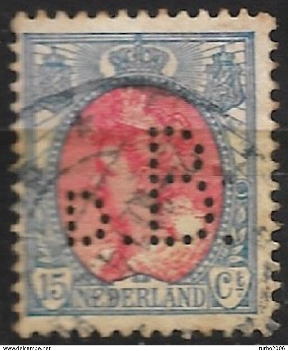 Perfin D.B. (J.H. De Bussy Te Amsterdam) In 1899 Koningin Wilhelmina 15 Cent NVPH 65 - Perforés