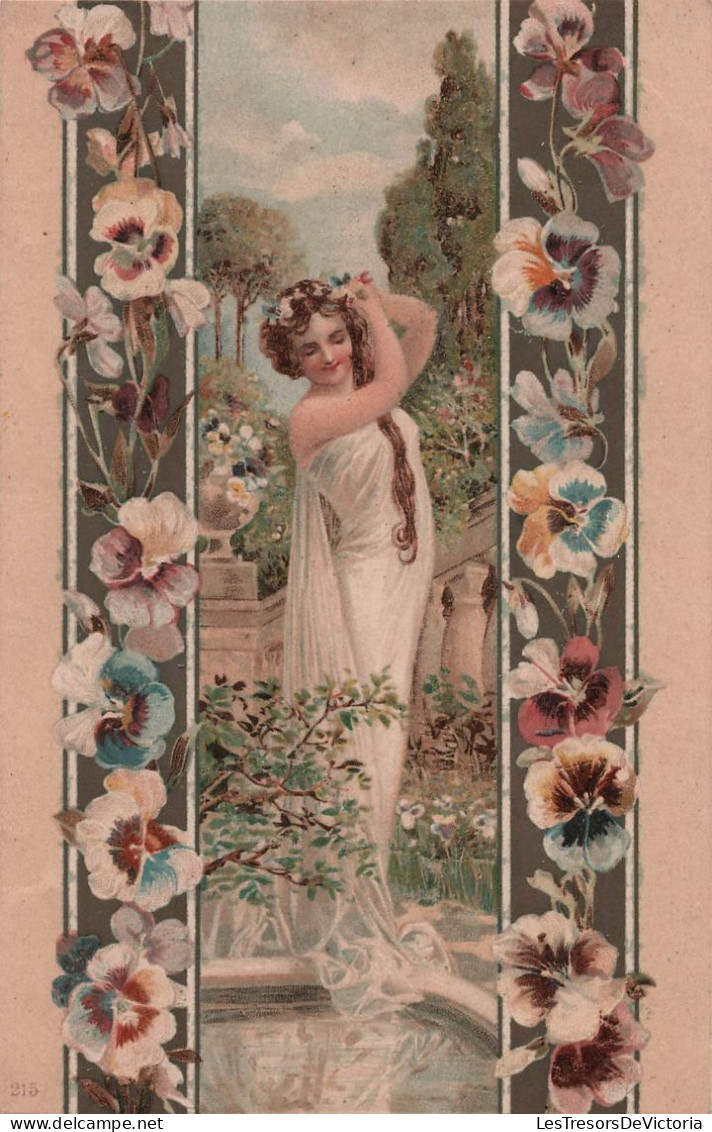 Illustrateur - Illustration De Femme Style Art Nouveau Tres Fleurie - Carte Postale Ancienne - Unclassified