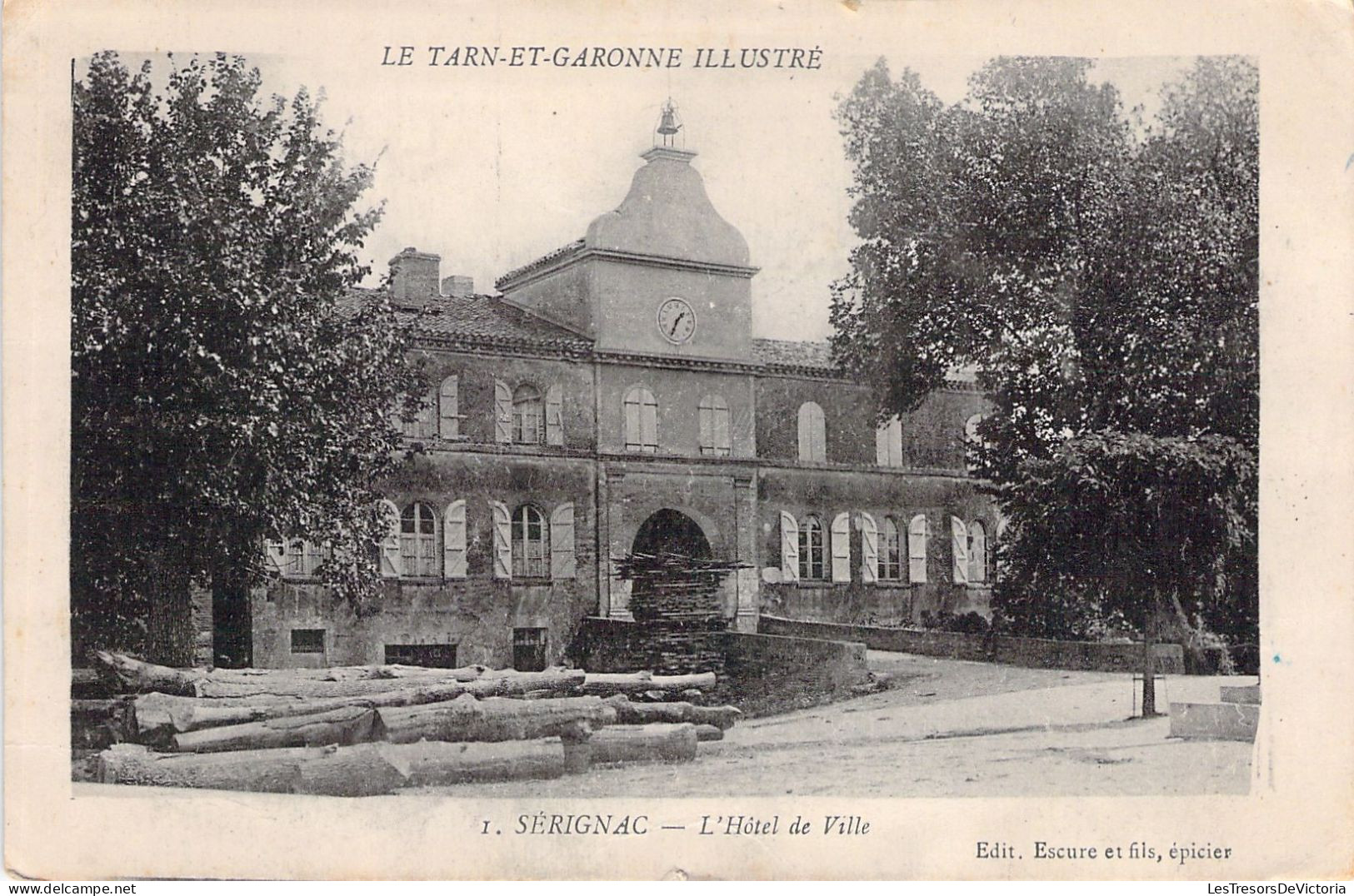 FRANCE - 82 - SERIGNAC - L'Hôtel De Ville - Edit Escure Et Fils - Carte Postale Ancienne - Andere & Zonder Classificatie