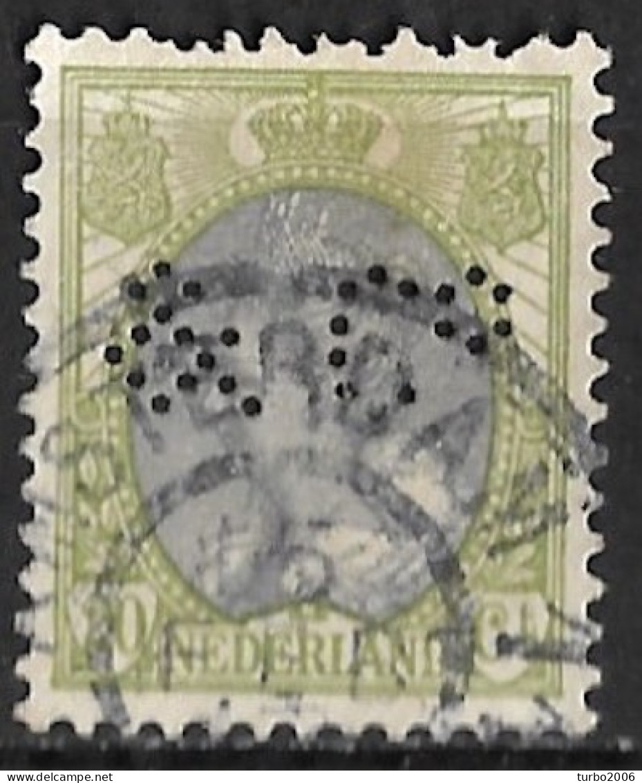 Perfin L.R. & Co  In 1899 Koningin Wilhelmina 20 Cent Grijs / Groen NVPH 69 - Perforadas