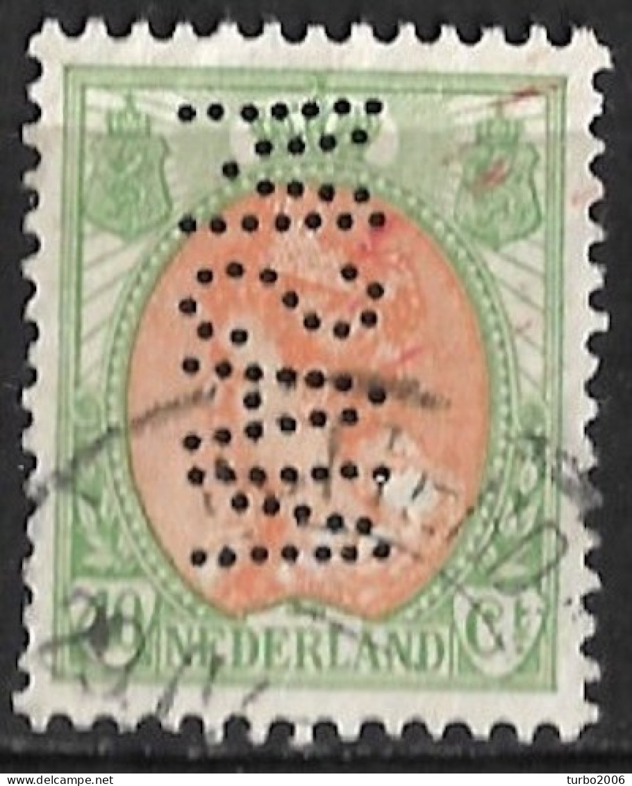 Perfin NASM In 1899 Koningin Wilhelmina 40 Cent Groen / Oranje NVPH 73 - Perforés