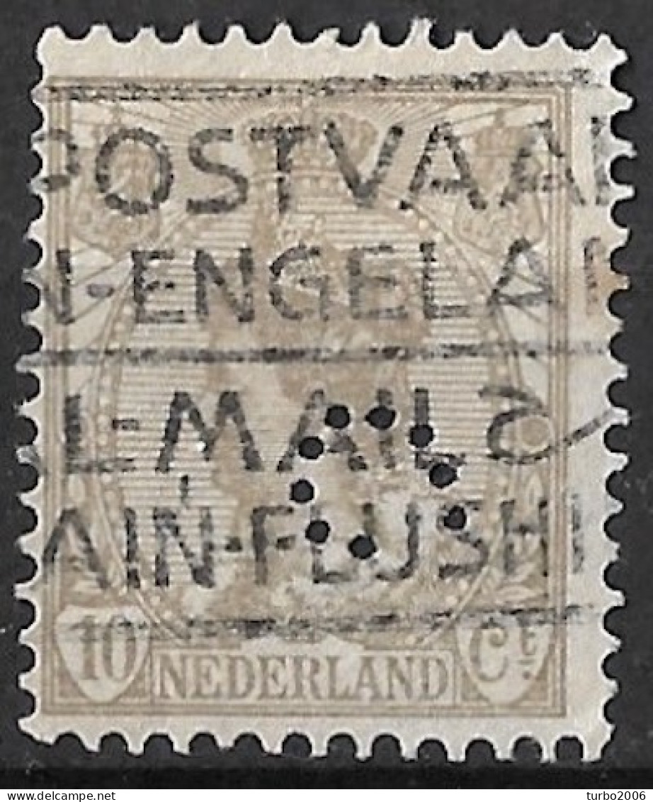 Perfin S (W.A. Segboer Te 's-Gravenhage En Scheveningen) In 1922 Koningin Wilhelmina 10 Cent Met Wijde Arcering NVPH 81 - Gezähnt (perforiert)