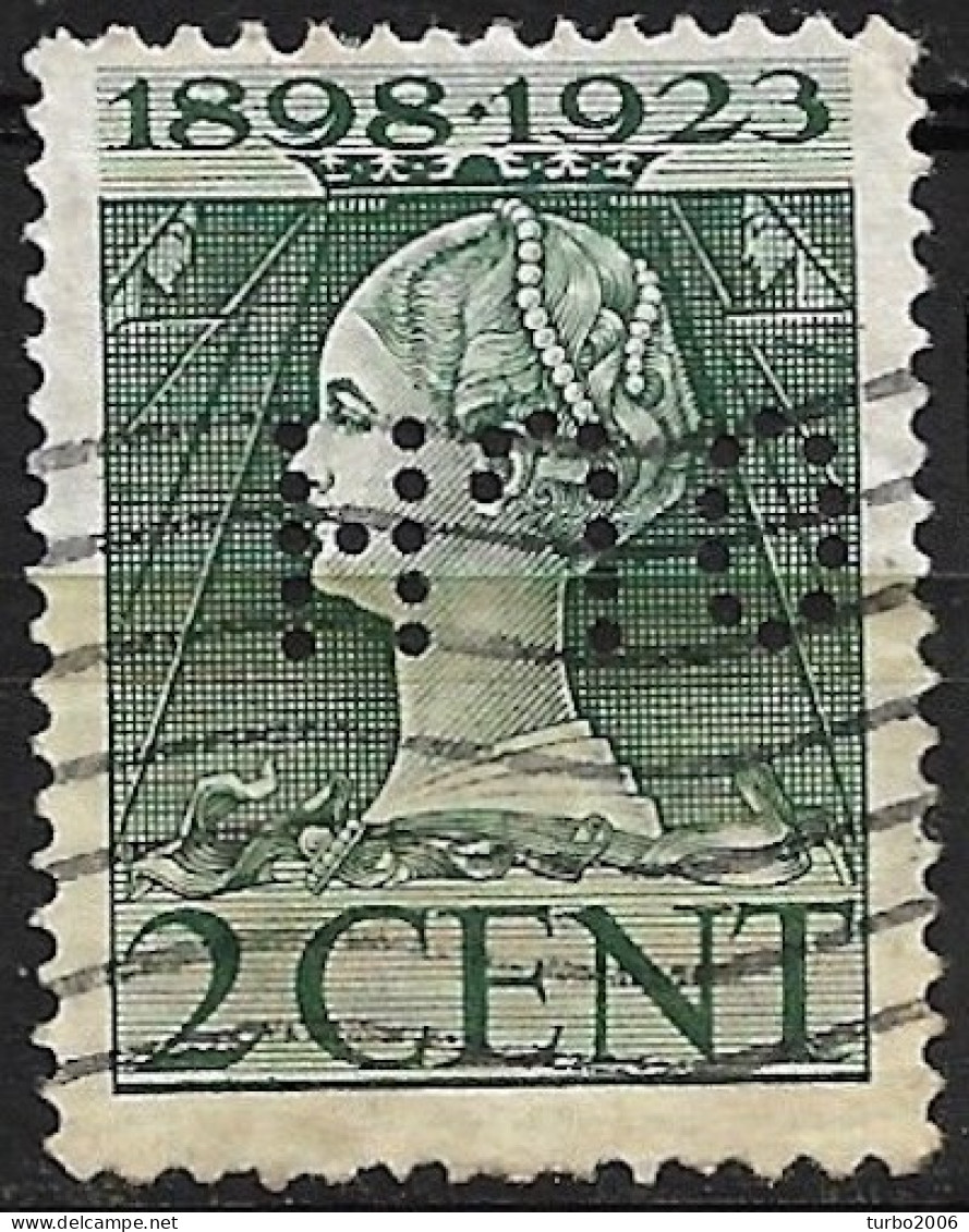 Perfin HJO (H.J. Otten Te Rotterdam) In 1923 Jubileumzegel 2 Cent Groen NVPH 121 H - Perfin