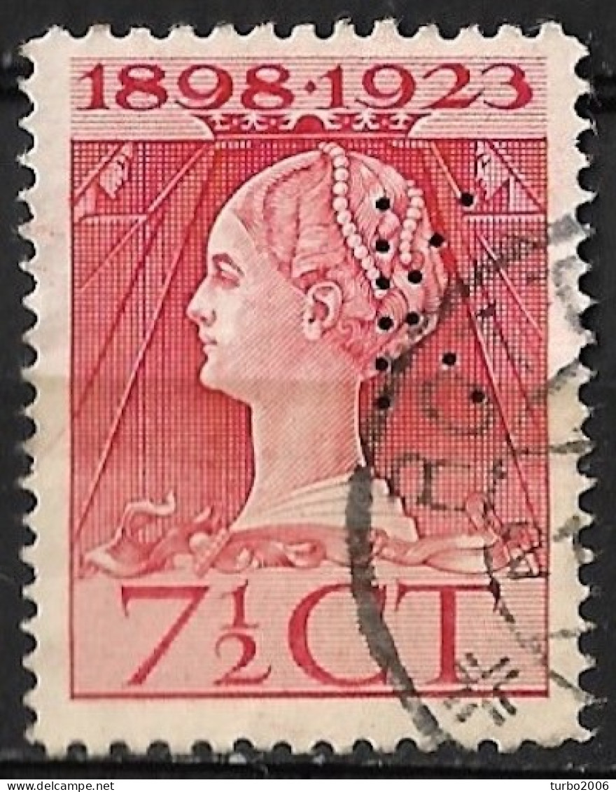 Perfin K (NV Van Ditmar's Couranten Import En Kioskenonderneming) In1923 Jubileumzegel 7½ Cent Rood NVPH 123 D - Perforés