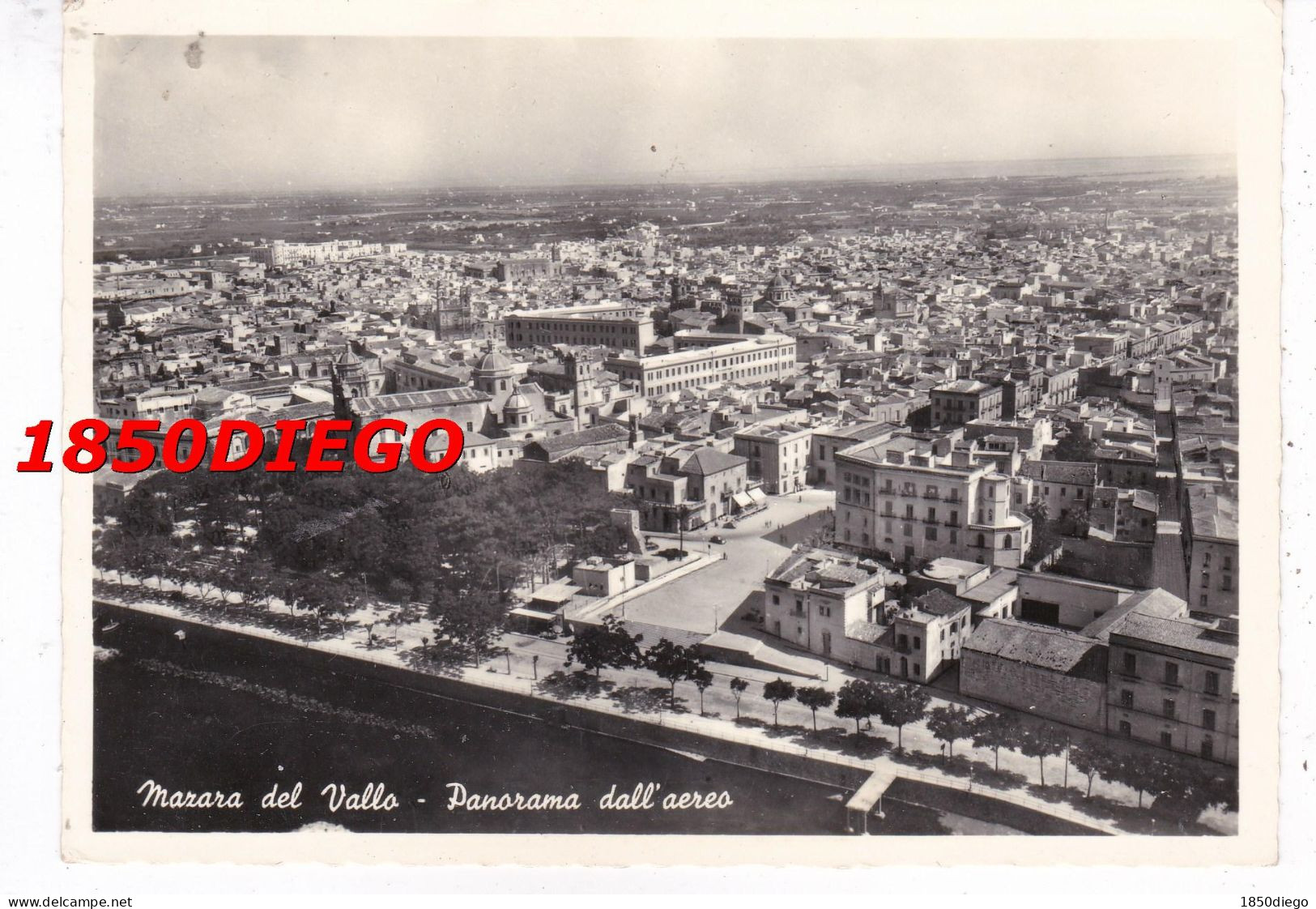 MAZZARA DEL VALLO - PANORAMA DELL ' AEREO F/GRANDE VIAGGIATA 1958 ANIMAZIONE - Mazara Del Vallo