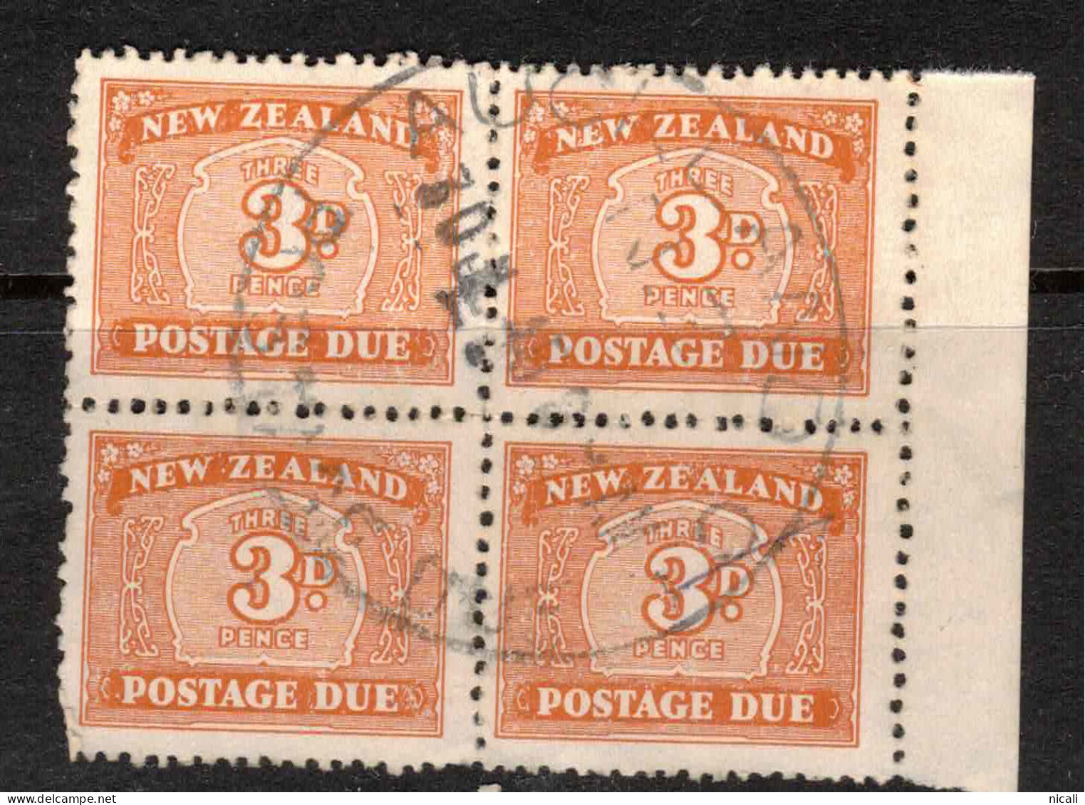 NZ 1939 3d Orange-brown X 4 Wmk Upright SG D47 U #CCO5 - Timbres-taxe