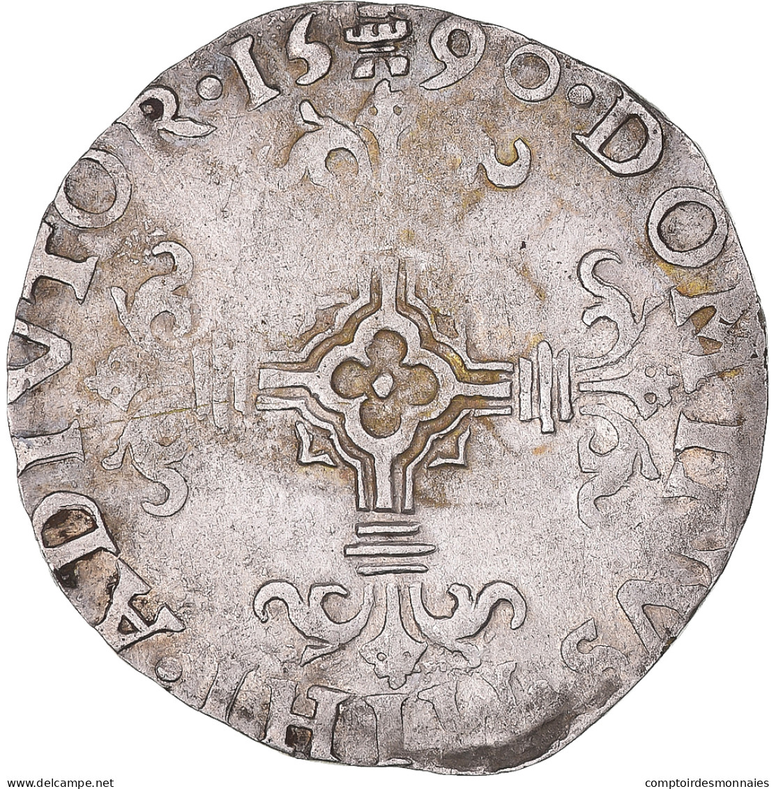 Monnaie, Pays-Bas Espagnols, Philippe II, 1/20 Ecu, 1590, Tournai, TTB+, Argent - …-1795 : Periodo Antiguo