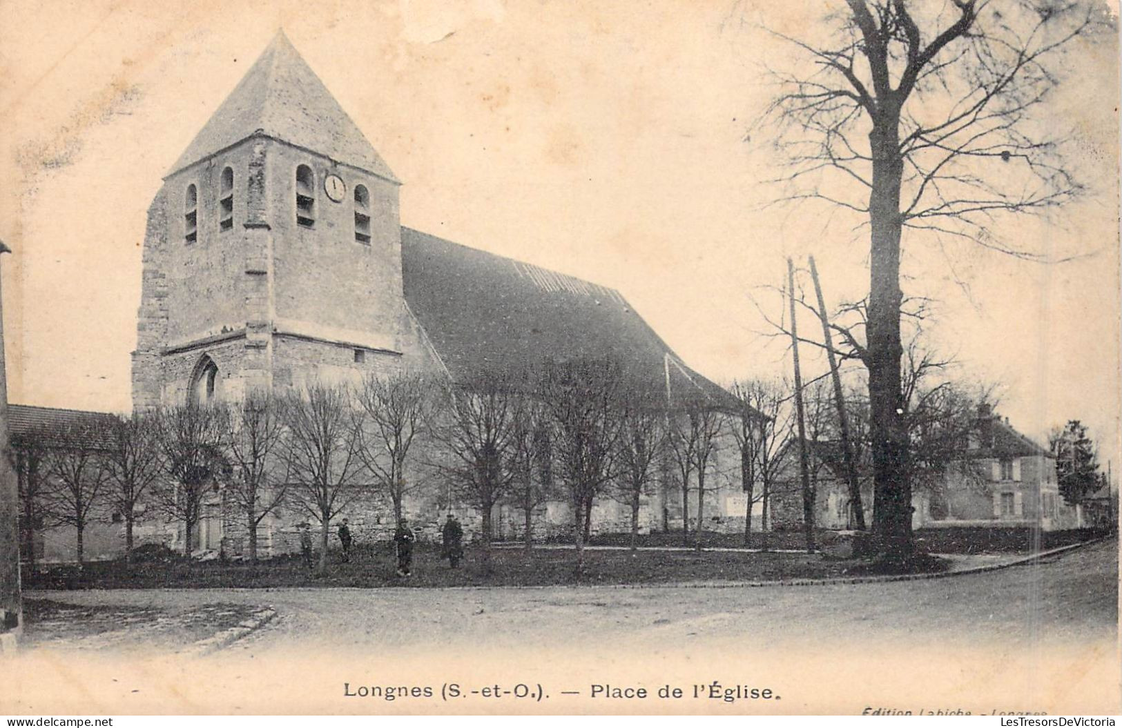 FRANCE - 78 - Longes - Place De L'Eglise - Carte Postale Ancienne - Andere & Zonder Classificatie