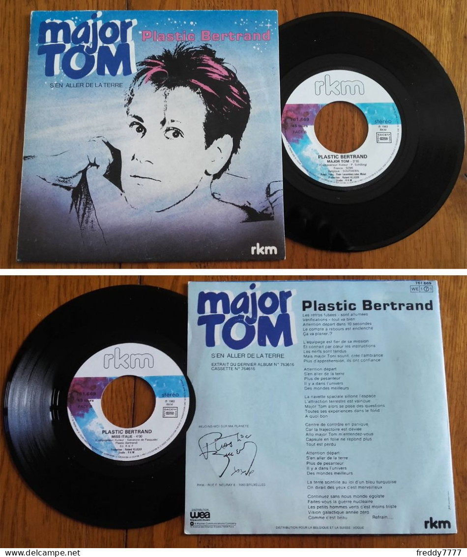 RARE French SP 45t RPM (7") PLASTIC BERTRAND «Major Tom» (Belgique & Suisse Distribution, 1983) - New Age
