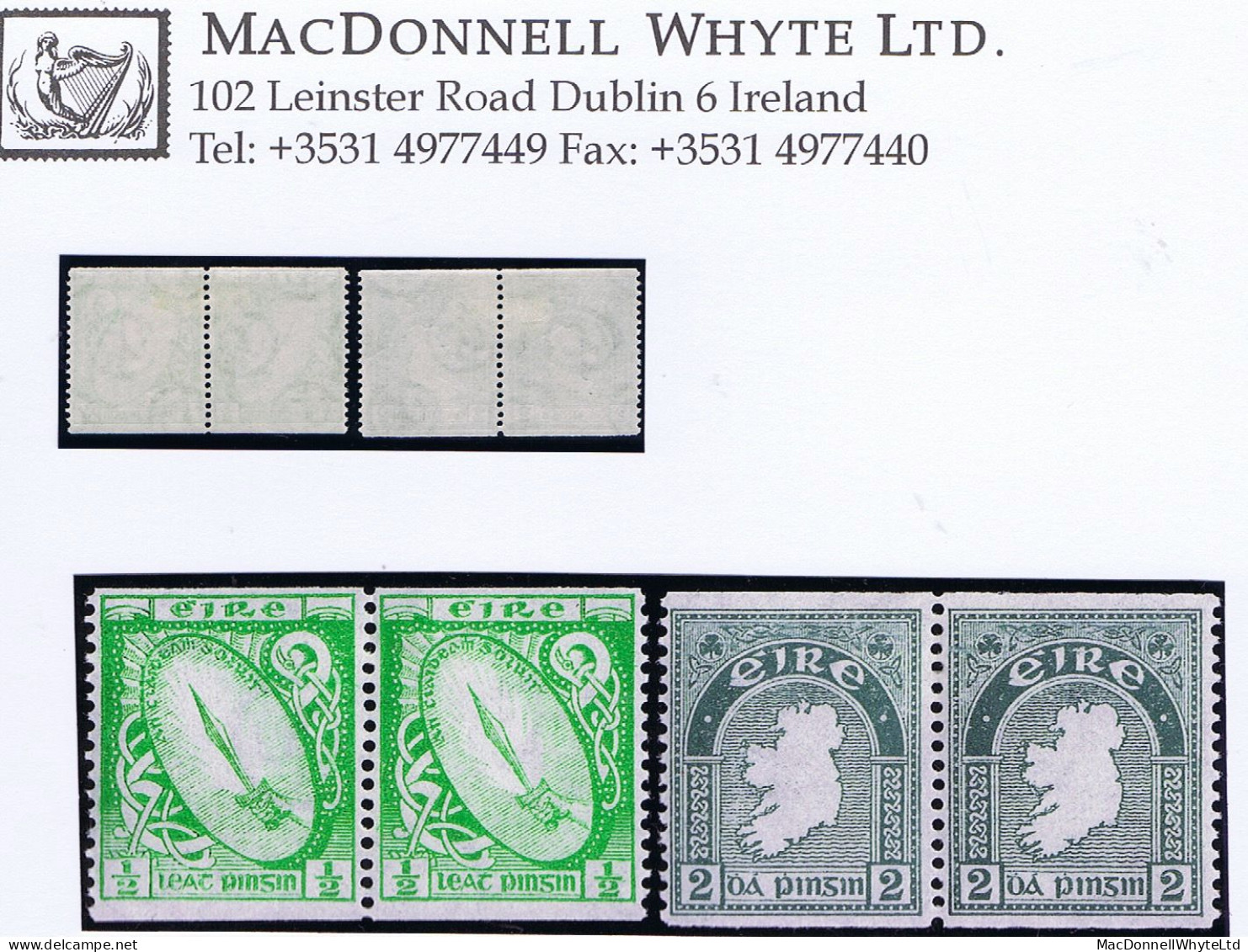 Ireland 1934 Se Experimental Coil ½d Imperf X Perf 14 2d Imperf X Perf 14 In Fresh Mint Pairs - Ungebraucht