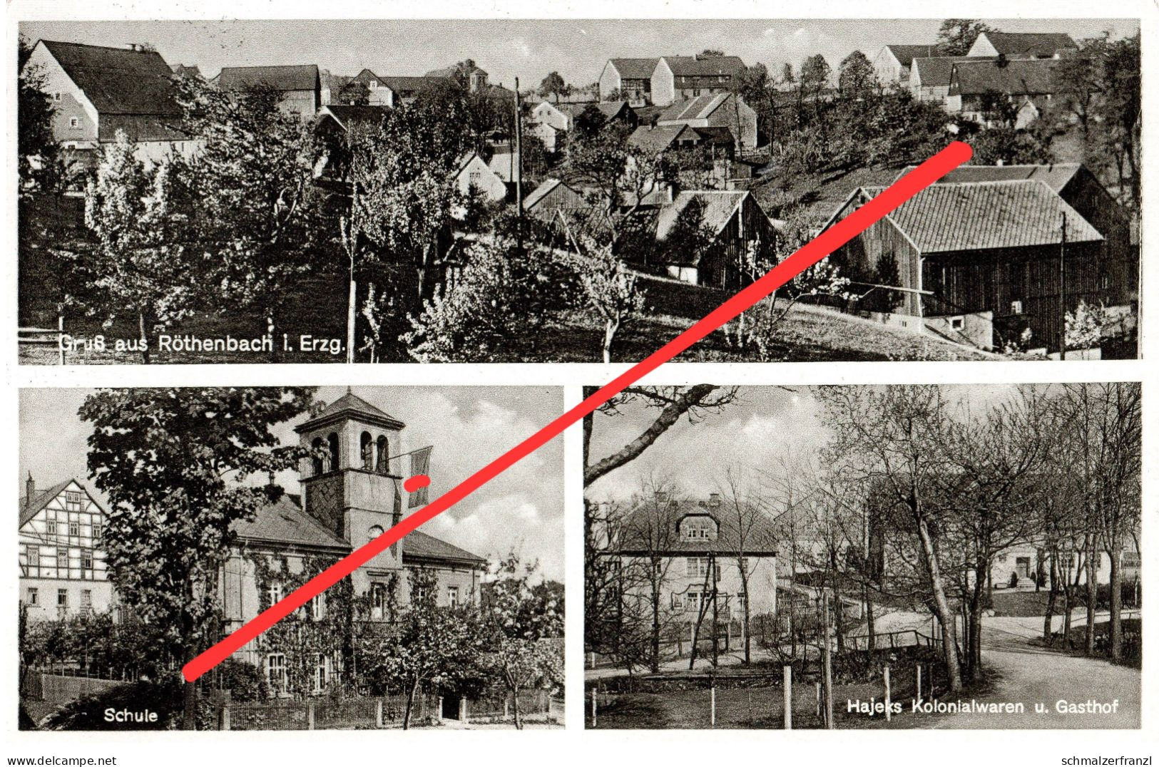 AK Röthenbach Gasthof Schule NS Flagge A Pretzschendorf Klingenberg Dippoldiswalde Frauenstein Reichstädt Hartmannsdorf - Klingenberg (Sachsen)