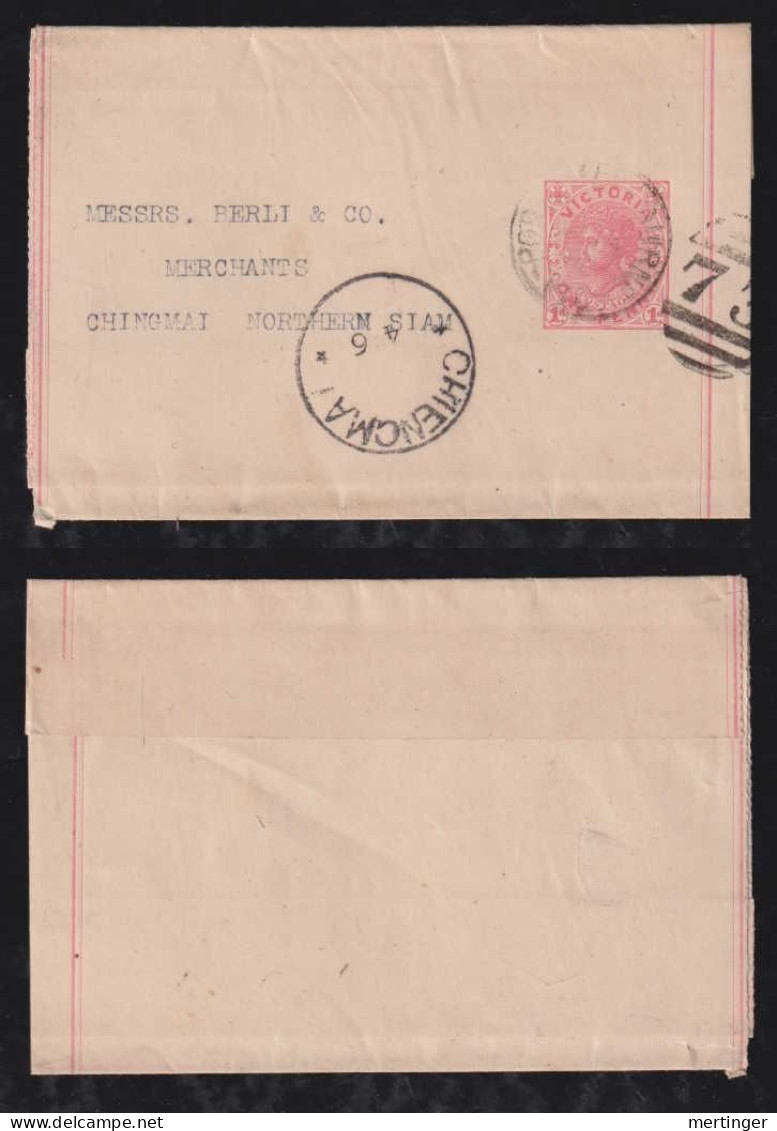 Victoria Australia 1902 Stationery Wrapper PORT MELBOURNE X CHIENCMAI CHIANG MAI Siam Thailand - Briefe U. Dokumente