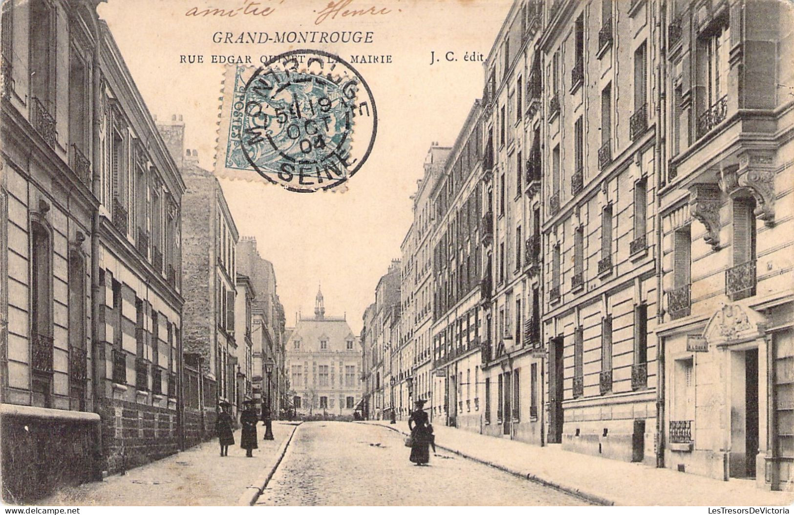 FRANCE - 92 - GRAND MONTROUGE - Rue Edgar Quinet - La Mairie - Edit J C - Carte Postale Ancienne - Andere & Zonder Classificatie