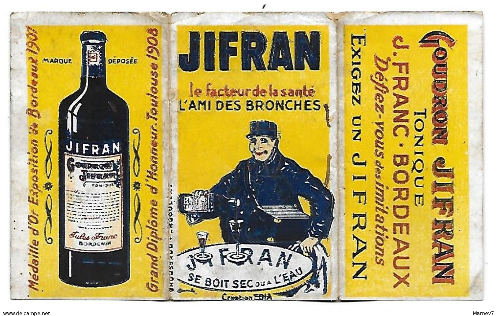 JIFRAN - étui - Papier Cigarettes - Le Facteur De La Santé L'ami Des Bronches - Goudron - FRANC-BORDEAUX - Médaille D'Or - Reclame-artikelen