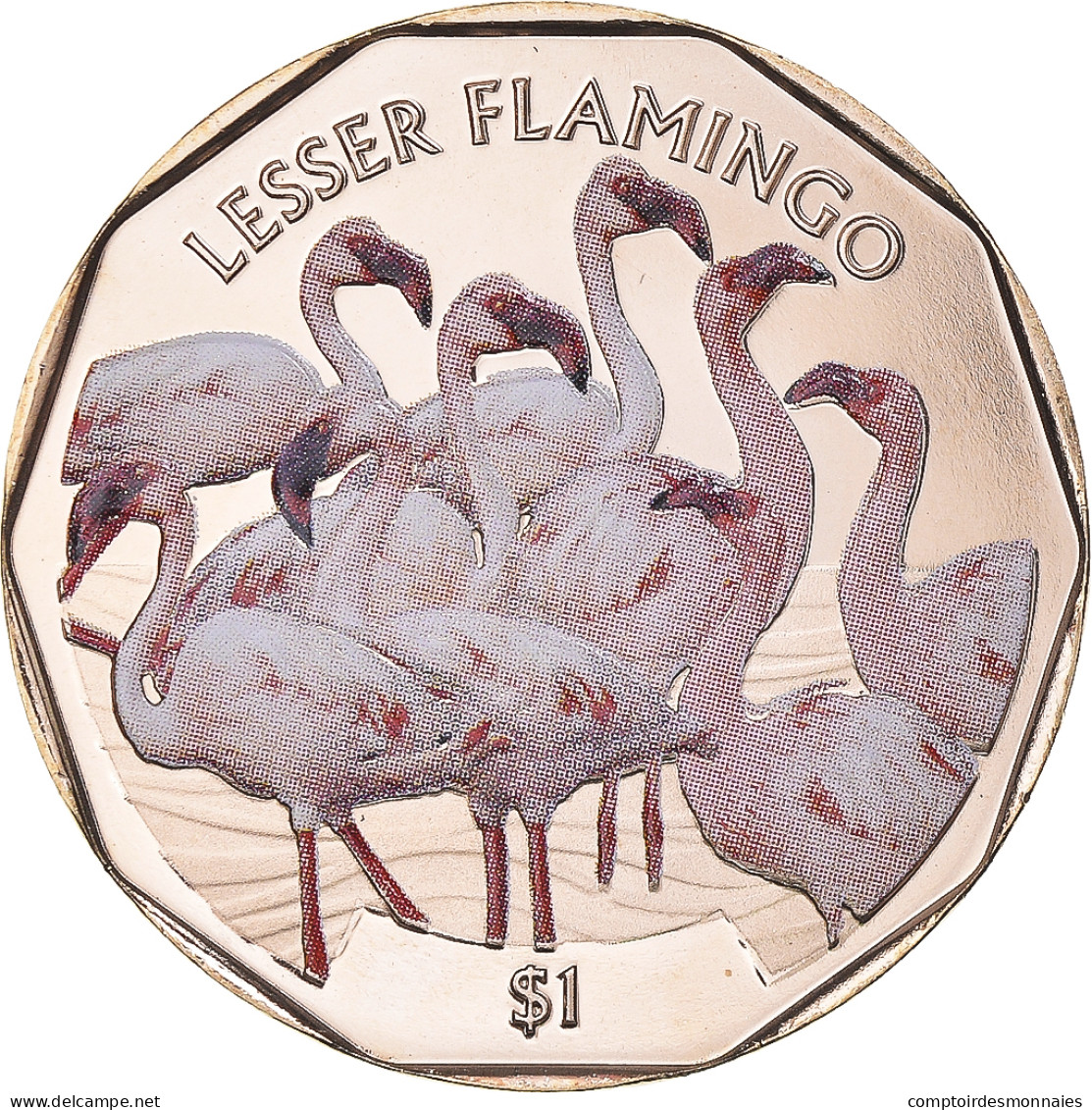 Monnaie, Îles Vierges Britanniques, 1 Dollar, 2019, Lesser Flamingo.FDC - Iles Vièrges Britanniques