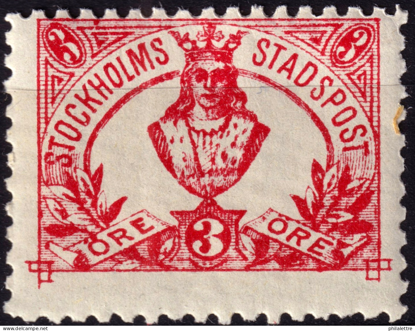 SUÈDE / SWEDEN - Local Post STOCKHOLM 3øre Rose (1888) - Mint NH** - Lokale Uitgaven