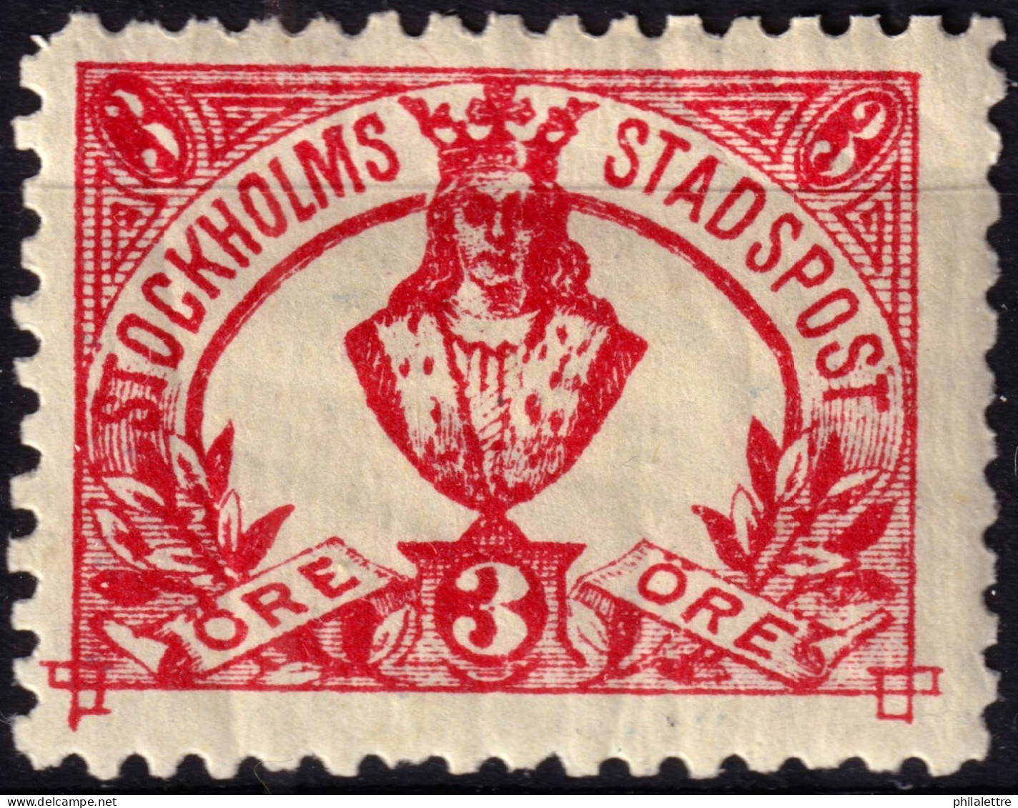 SUÈDE / SWEDEN - Local Post STOCKHOLM 3øre Rose (1888) - Mint* - Local Post Stamps