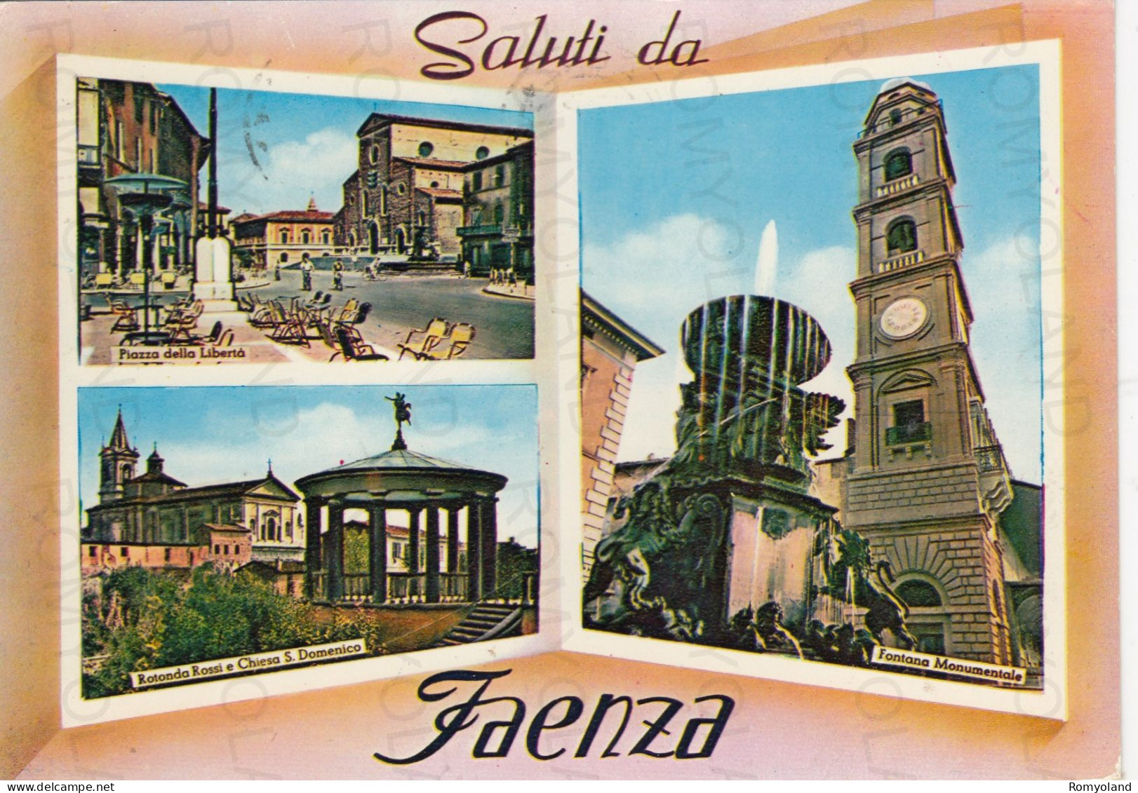 CARTOLINA  FAENZA,EMILIA ROMAGNA-SALUTI-STORIA,CULTURA,MEMORIA,RELIGIONE,IMPERO ROMANO,BELLA ITALIA,VIAGGIATA 1964 - Faenza