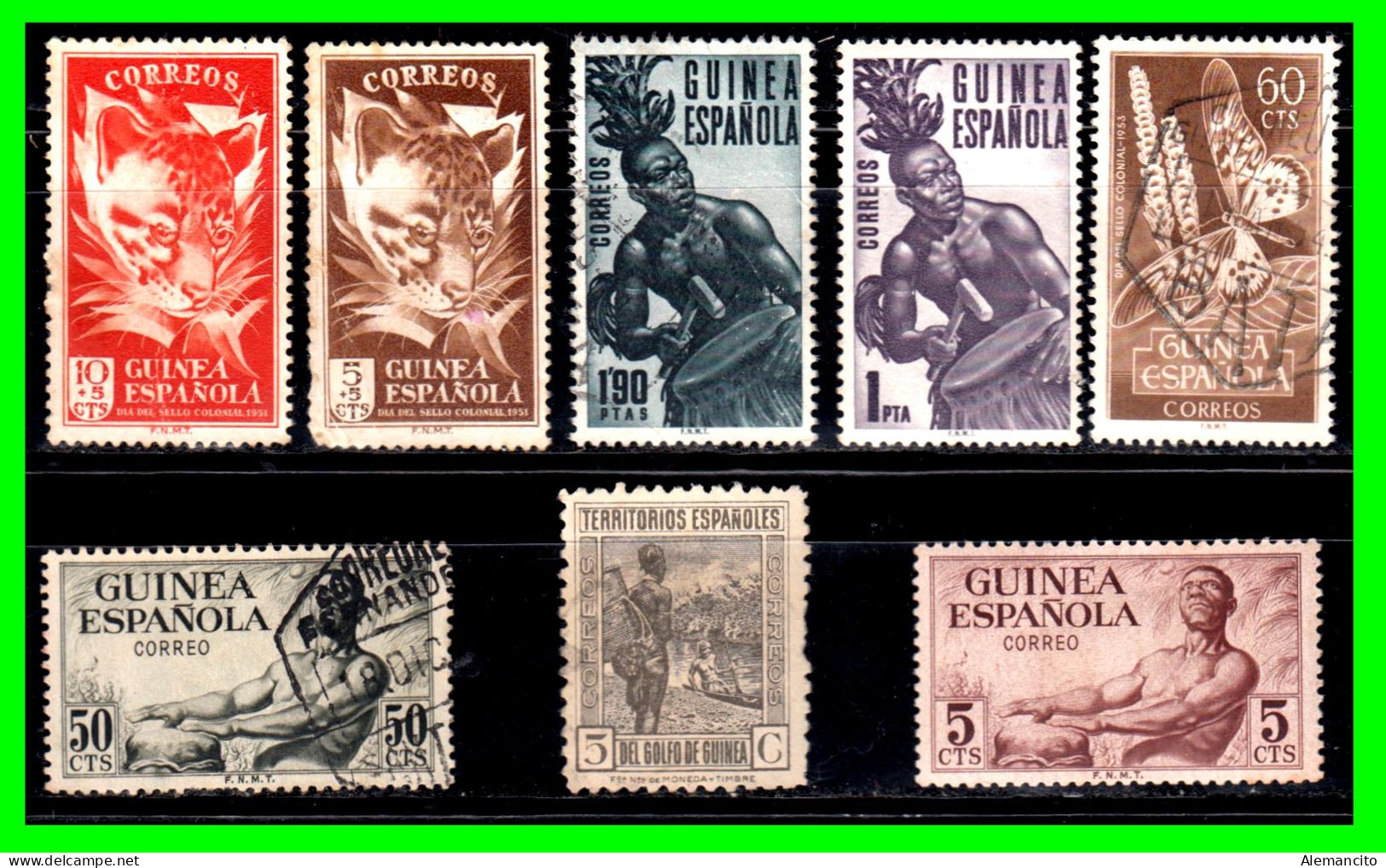 ESPAÑA – COLONIAS ESPAÑOLAS ( GUINEA ESPAÑOLA - AFRICA) 9 SELLOS AÑO 1951 - 1960 DIFERENTES VALORES NUEVOS - Guinea Española