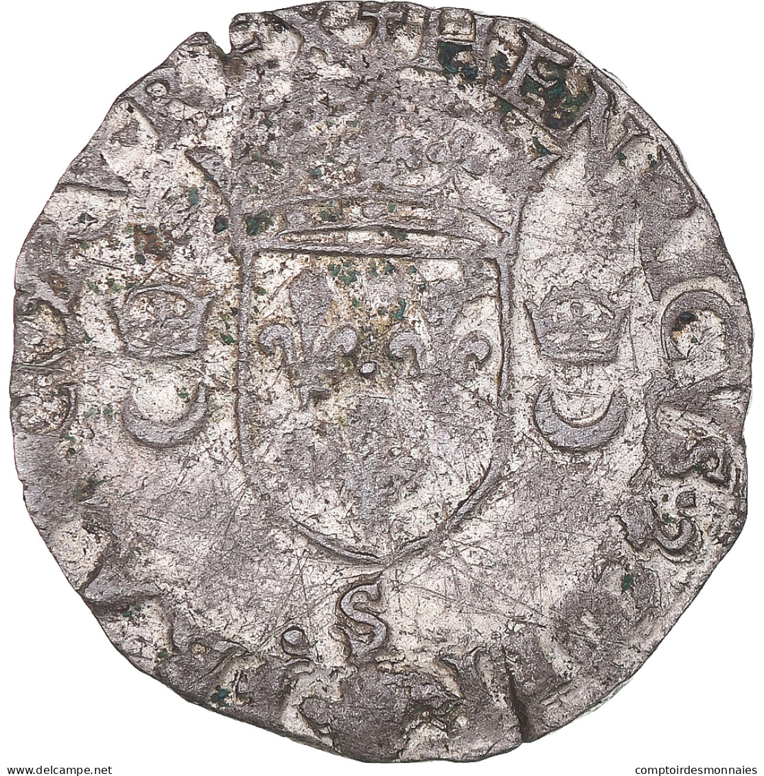 Monnaie, France, Henri II, Douzain Aux Croissants, Troyes, TB+, Billon - 1461-1483 Louis XI. Le Prudent