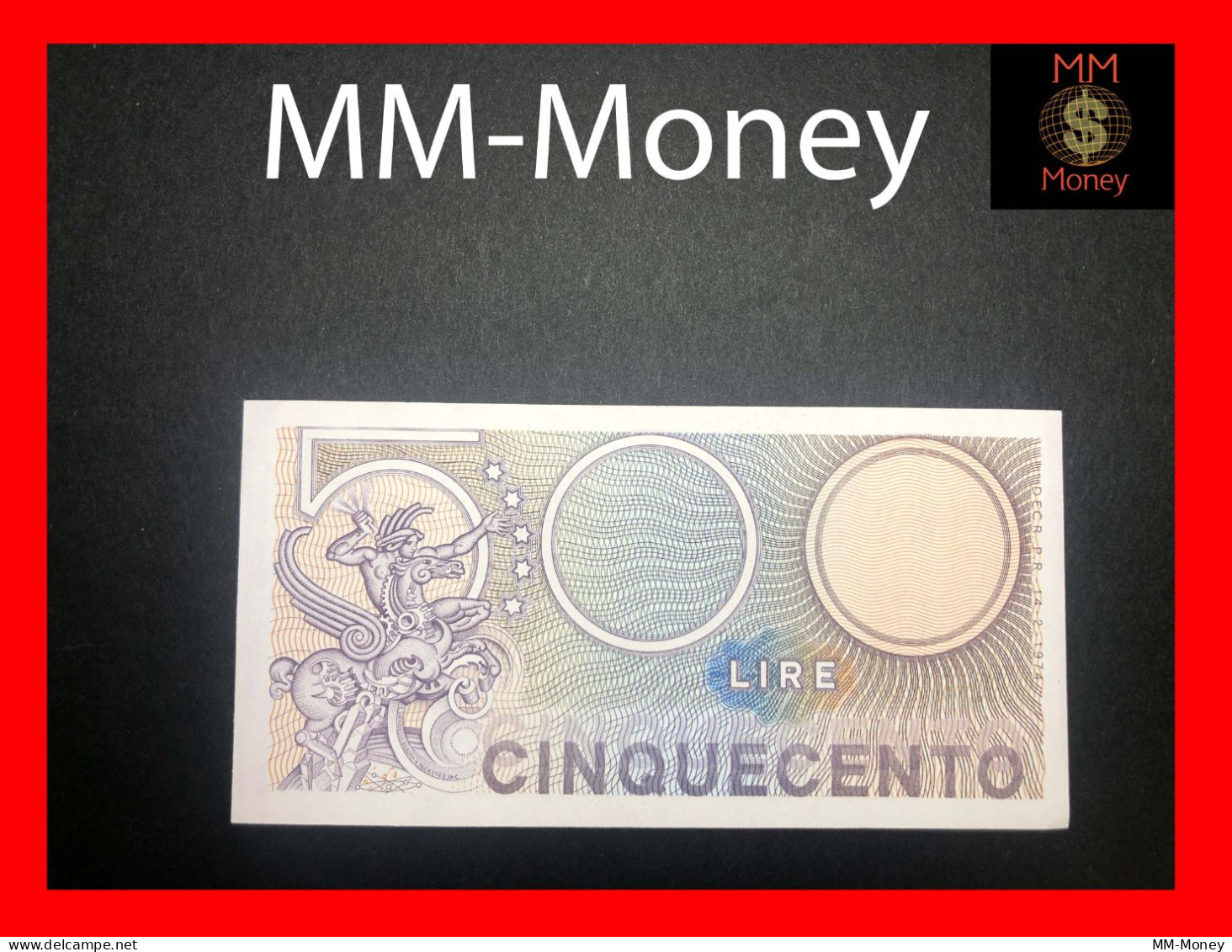 ITALY 500 Lire  20.12.1976   P.  94   AUNC    [MM-Money] - 500 Lire