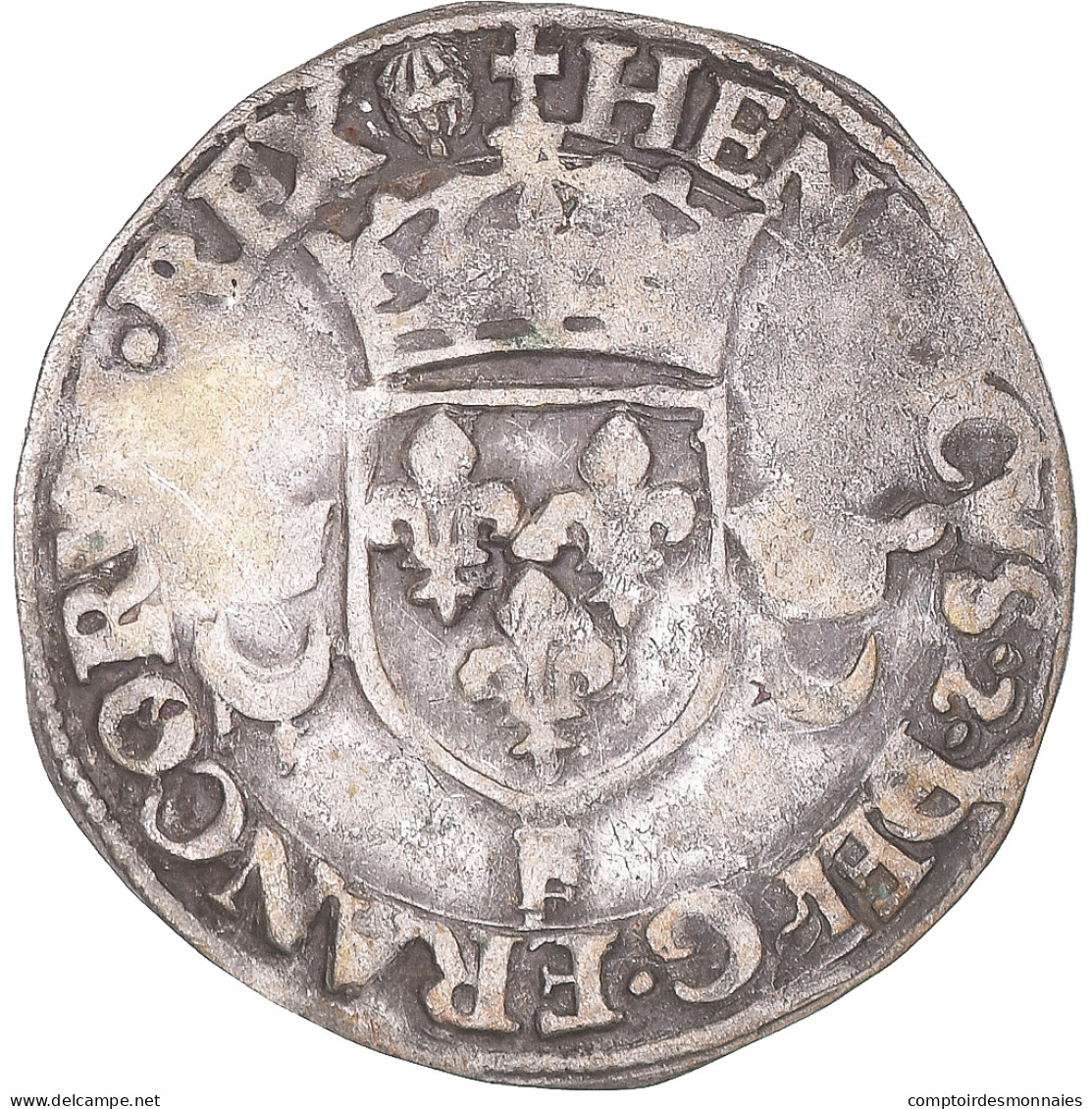 Monnaie, France, Henri II, Douzain Aux Croissants, 1551, Angers, TTB, Billon - 1547-1559 Henry II
