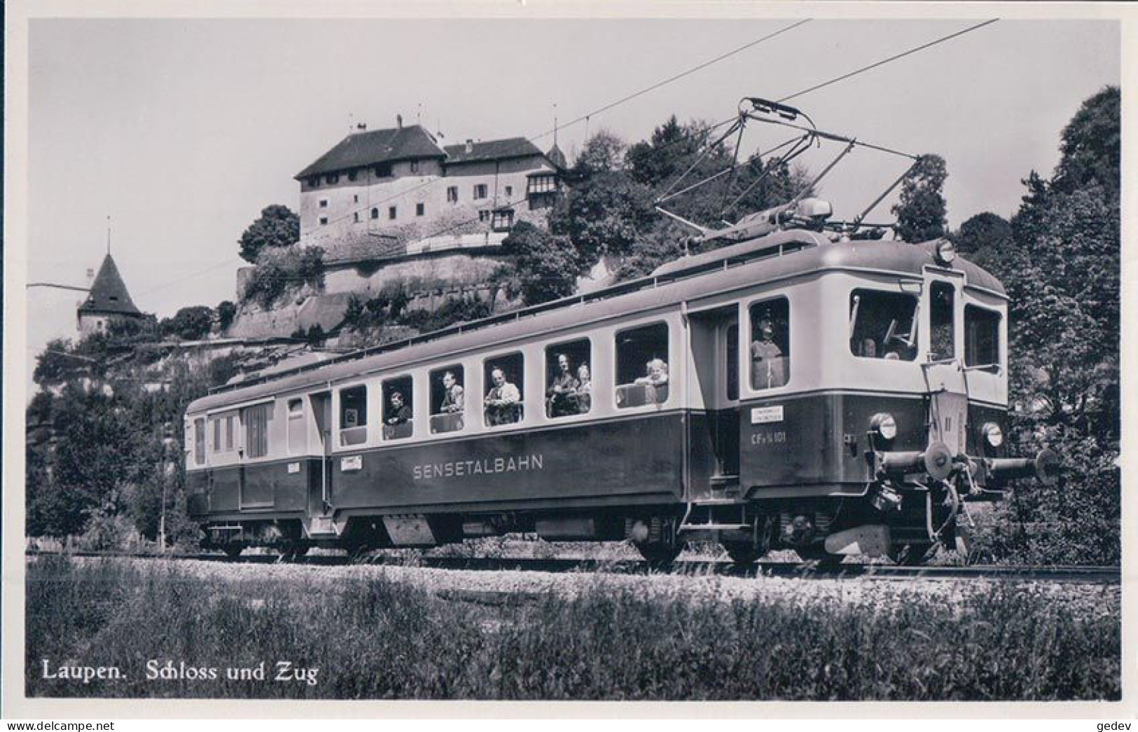 Laupen BE, Schloss Und Zug, Sensetalbahn, Chemin De Fer Et Train (6507) - Laupen