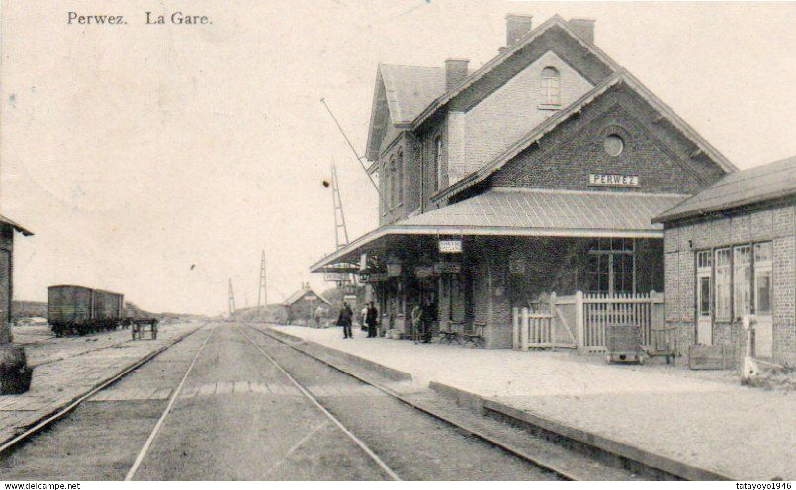 Perwez  La Gare Animée Voyagé En 1914 - Perwez