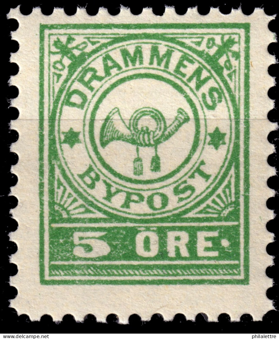 NORVÈGE / NORWAY - Local Post DRAMMEN 5øre Green (1888) - Mint NH** A - Lokale Uitgaven