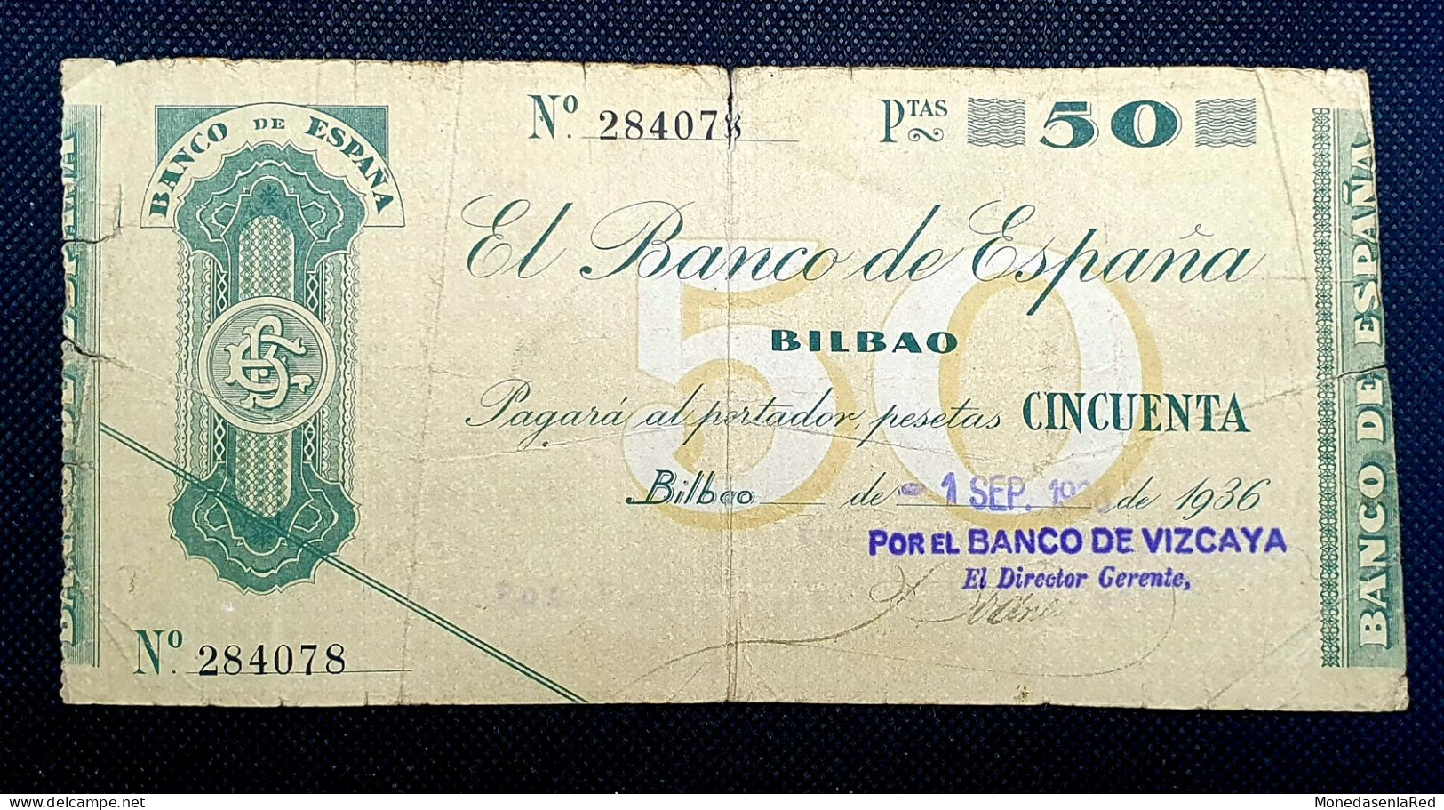 ESPAÑA 50 PESETAS 1936 / II REPUBLICA  BILBAO / Banco De Vizcaya / MBC//VF - 50 Pesetas