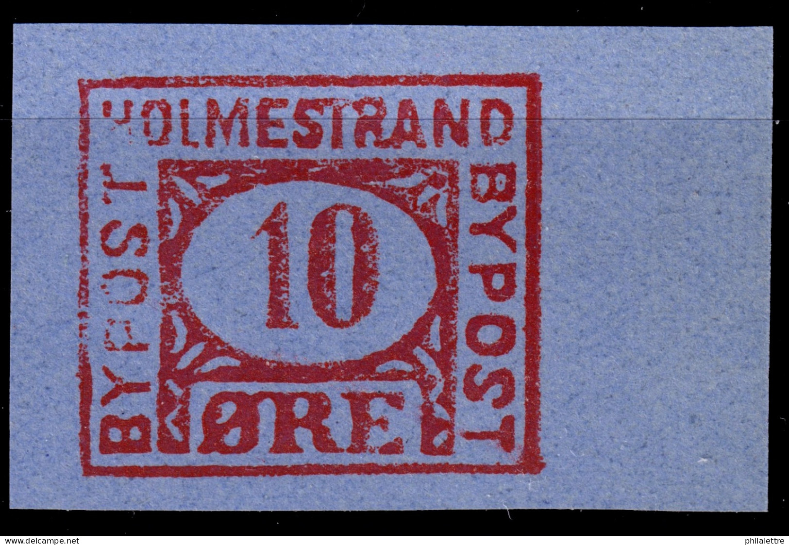 NORVÈGE / NORWAY - Local Post HOLMESTRAND 10øre Red On Blue (1888) - No Gum B - Ortsausgaben